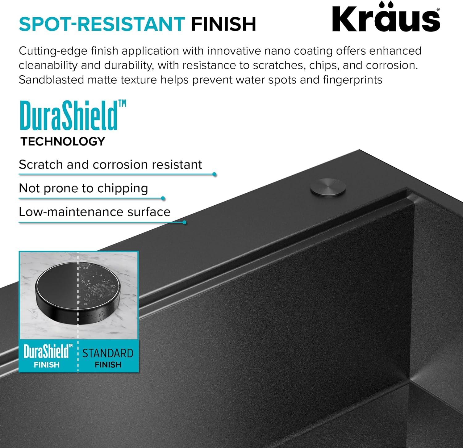 KRAUS Kore™ Workstation 33" L Top Mount Drop-In 16 Gauge Black Stainless Steel Single Bowl Kitchen Sink