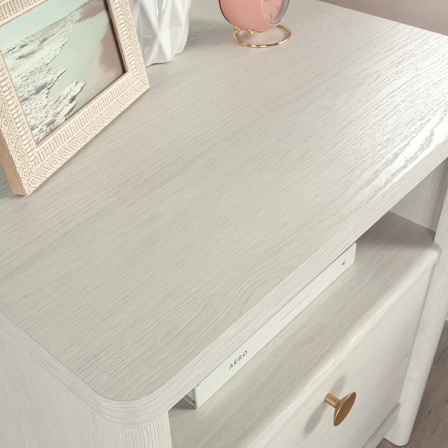 Dover Edge 1 Drawer Nightstand with Shelf Glacier Oak - Sauder: Mid-Century Modern Bedside Table, Laminated Surface, Metal Hardware
