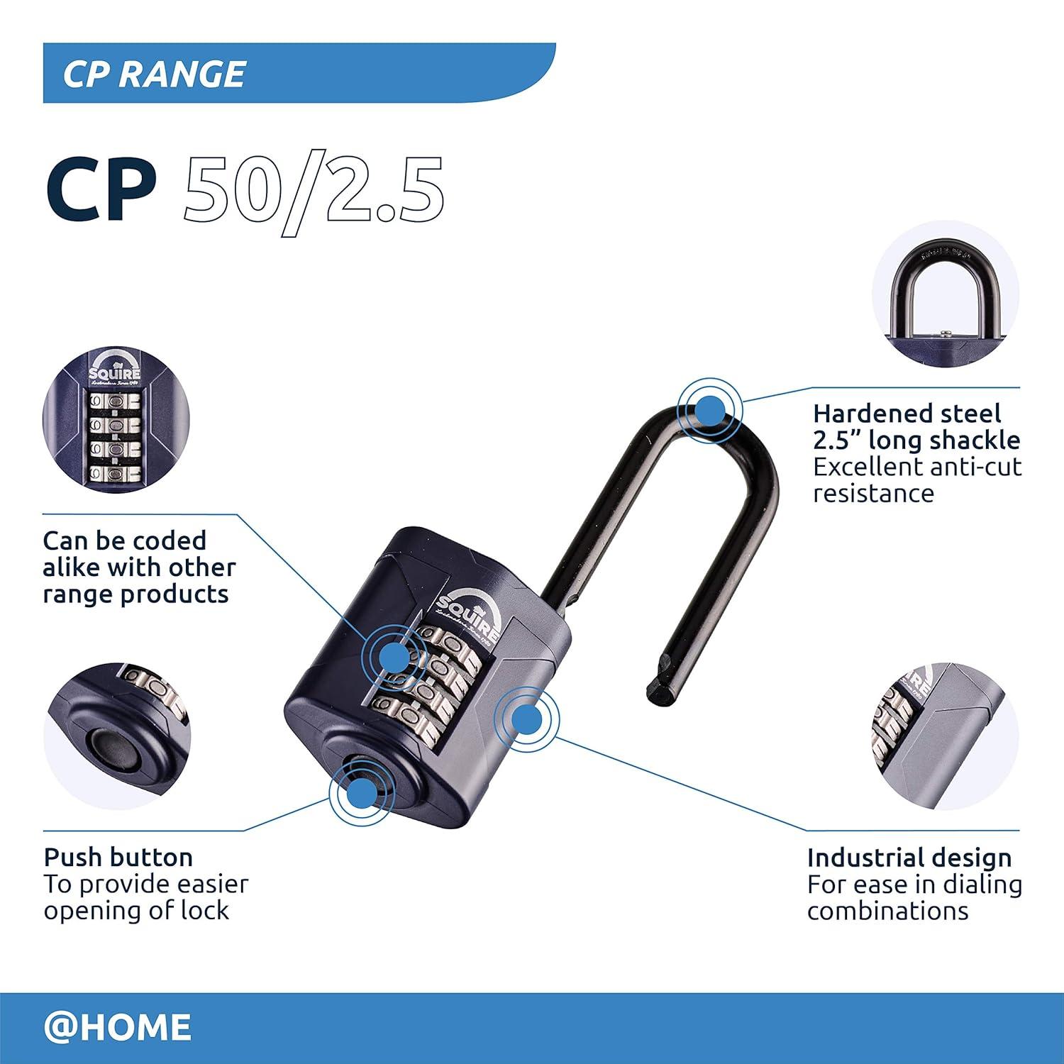 Weathershield™ Long Shackle Combination Padlock | 5-Wheel | CP60/2.5