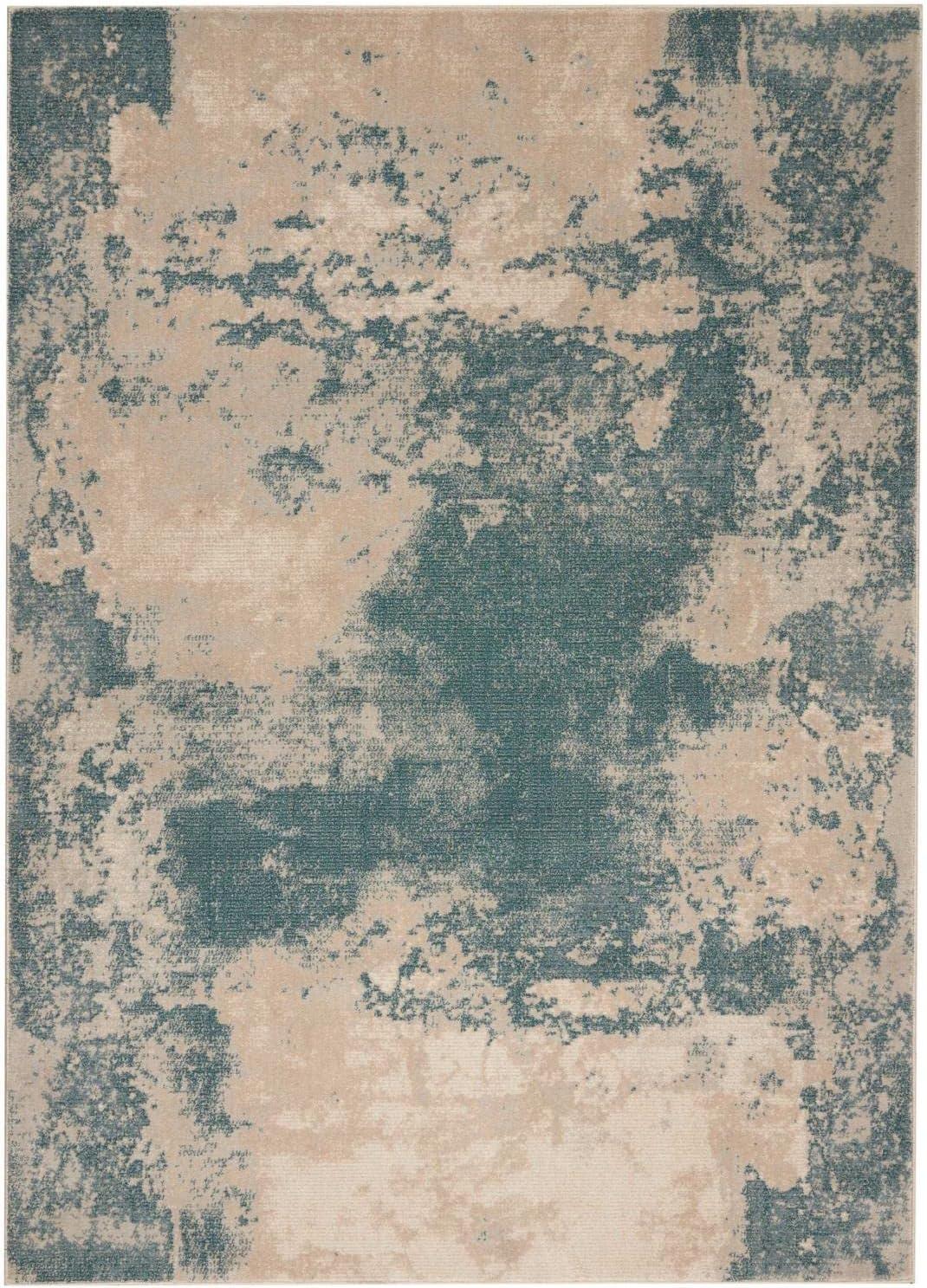 Maxell Ivory/Teal Abstract Synthetic 5' x 7' Area Rug