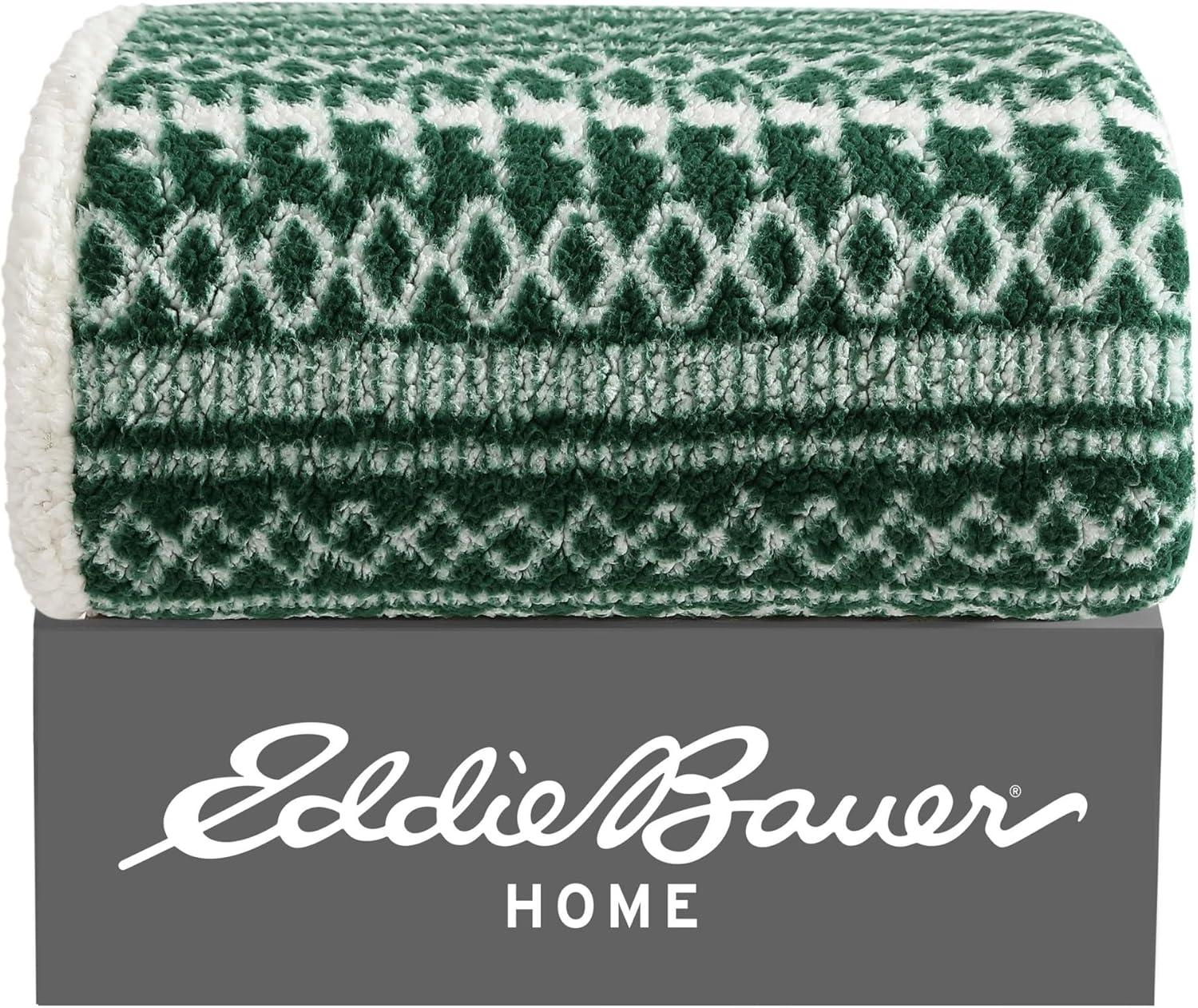 Eddie Bauer Printed Sherpa Reversible Throw Blankets