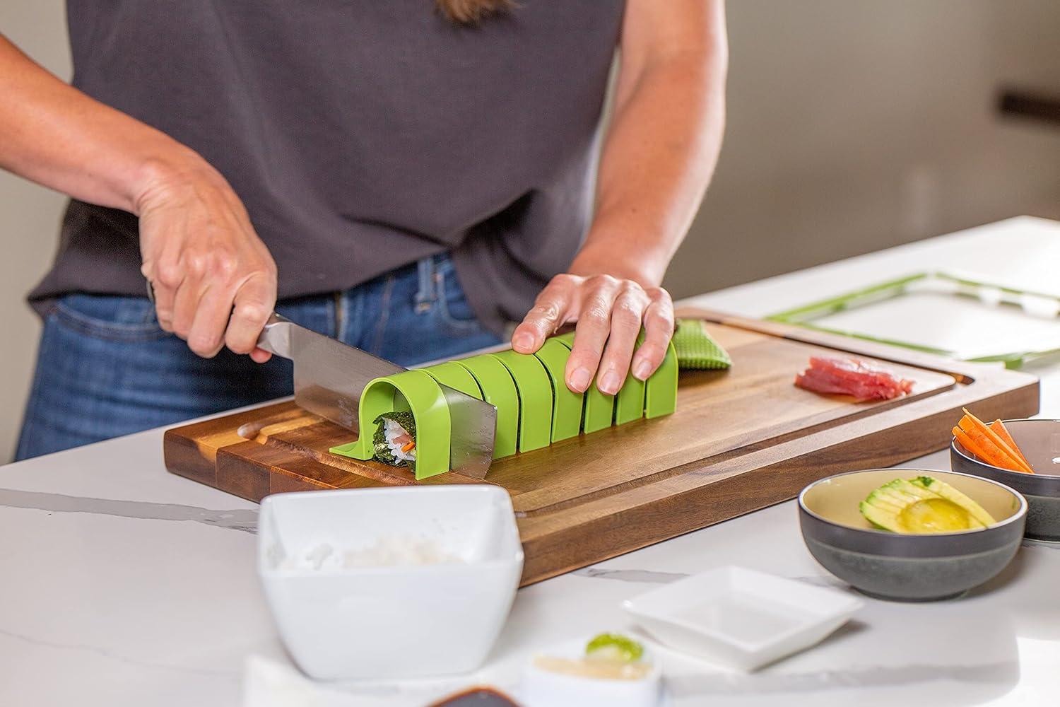 Green Plastic Sushi Making Kit with Rice Frame and Cutter