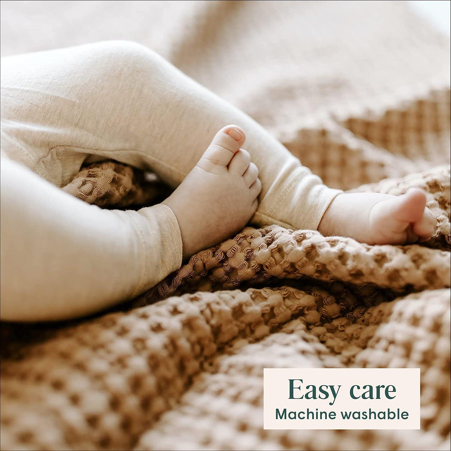 Simka Rose Cotton Soft Breathable Waffle Swaddle Blanket - Baby Receiving Blanket for Nursery, Stroller & Crib - Unisex Neutral 36x36 Inch