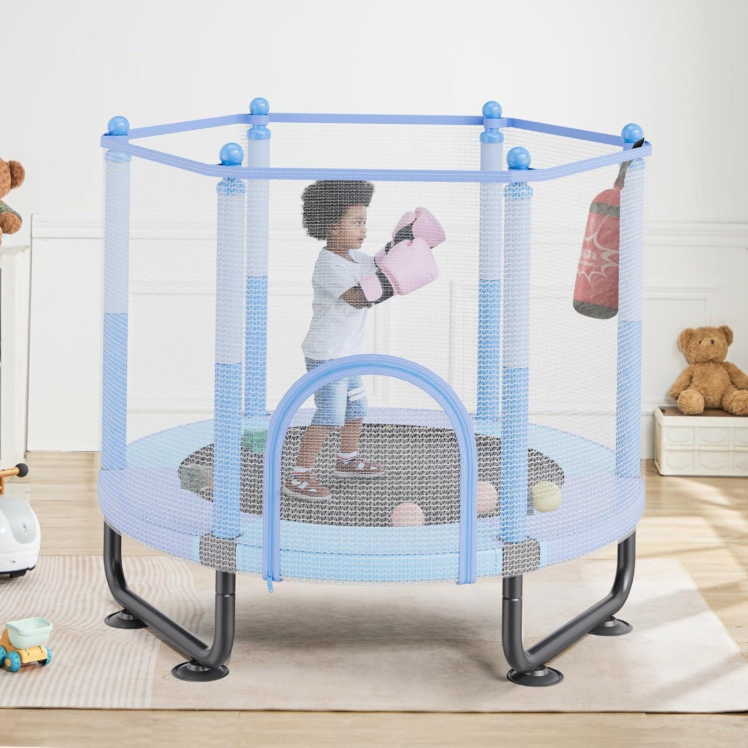 VEVOR 60" Trampoline for Kids Mini Toddler Trampoline with Net Indoor Outdoor