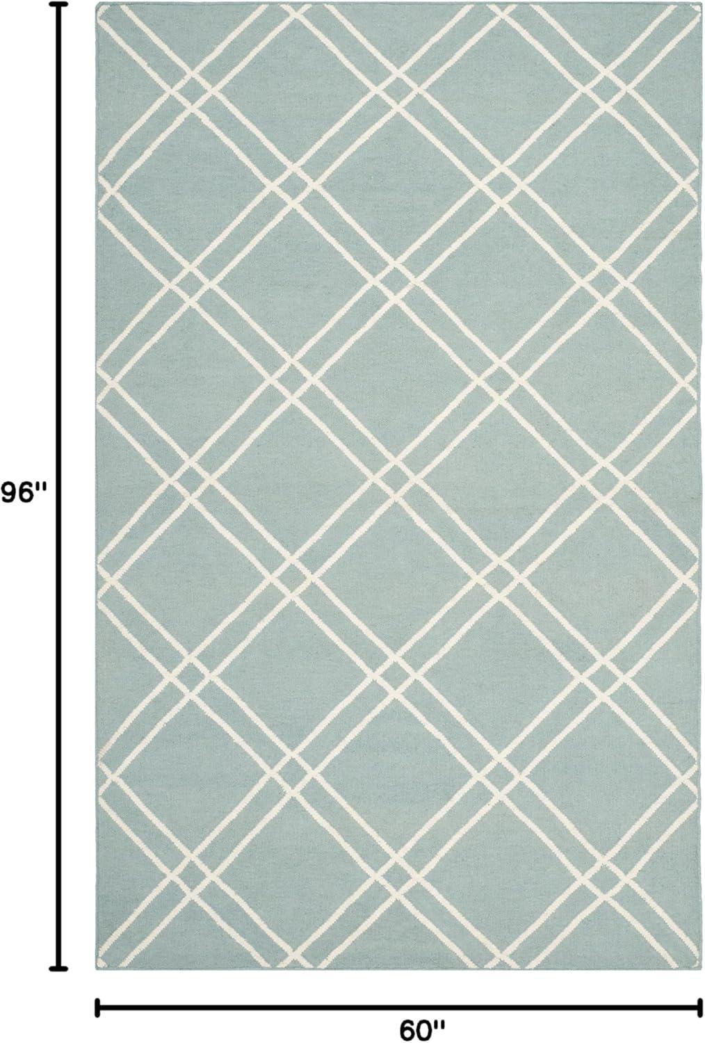 Dhurries DHU638 Hand Woven Area Rug - Light Blue/Ivory - 5'x8' - Safavieh.