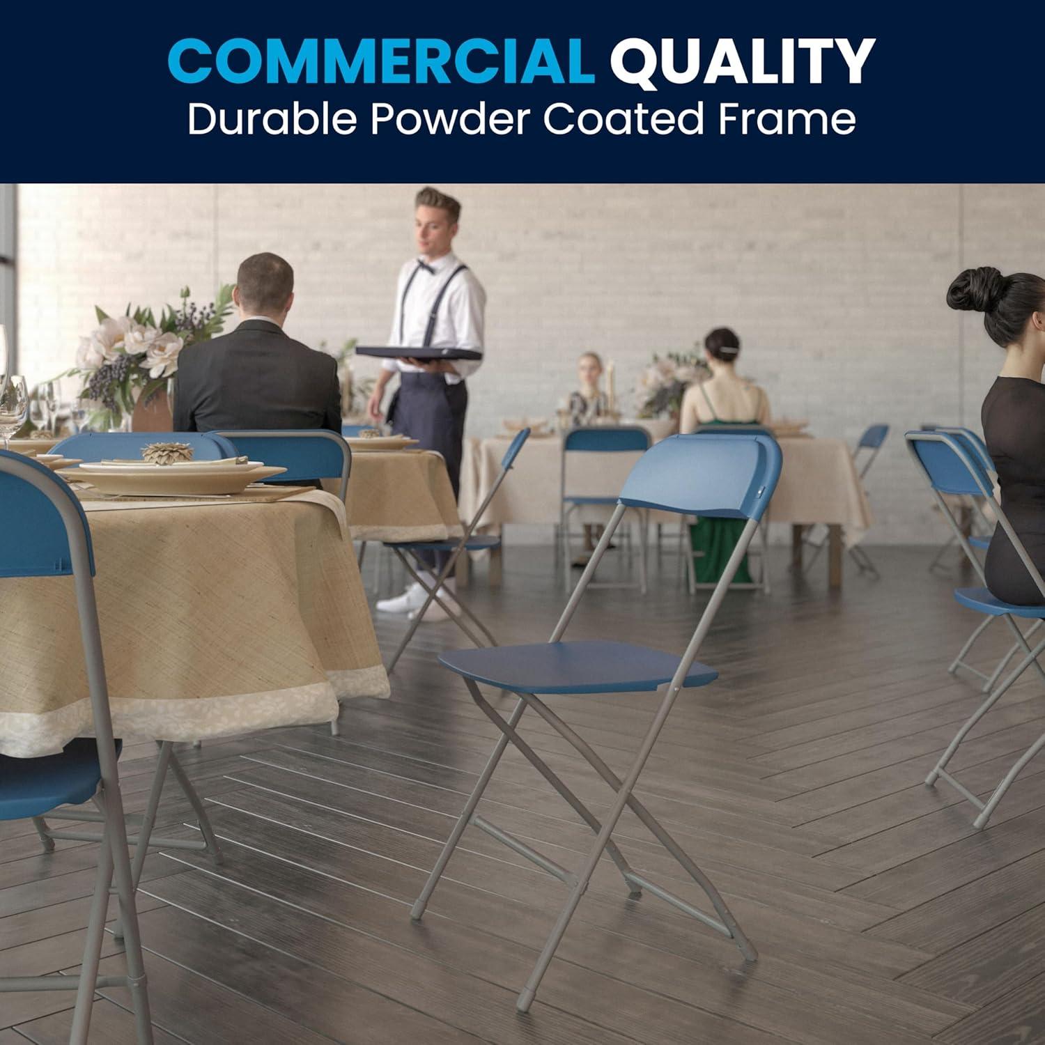 Flash Furniture Hercules™ Series Plastic Folding Chair Blue - 4 Pack 650LB Weight Capacity Comfortable Event Chair-Lightweight Folding Chair