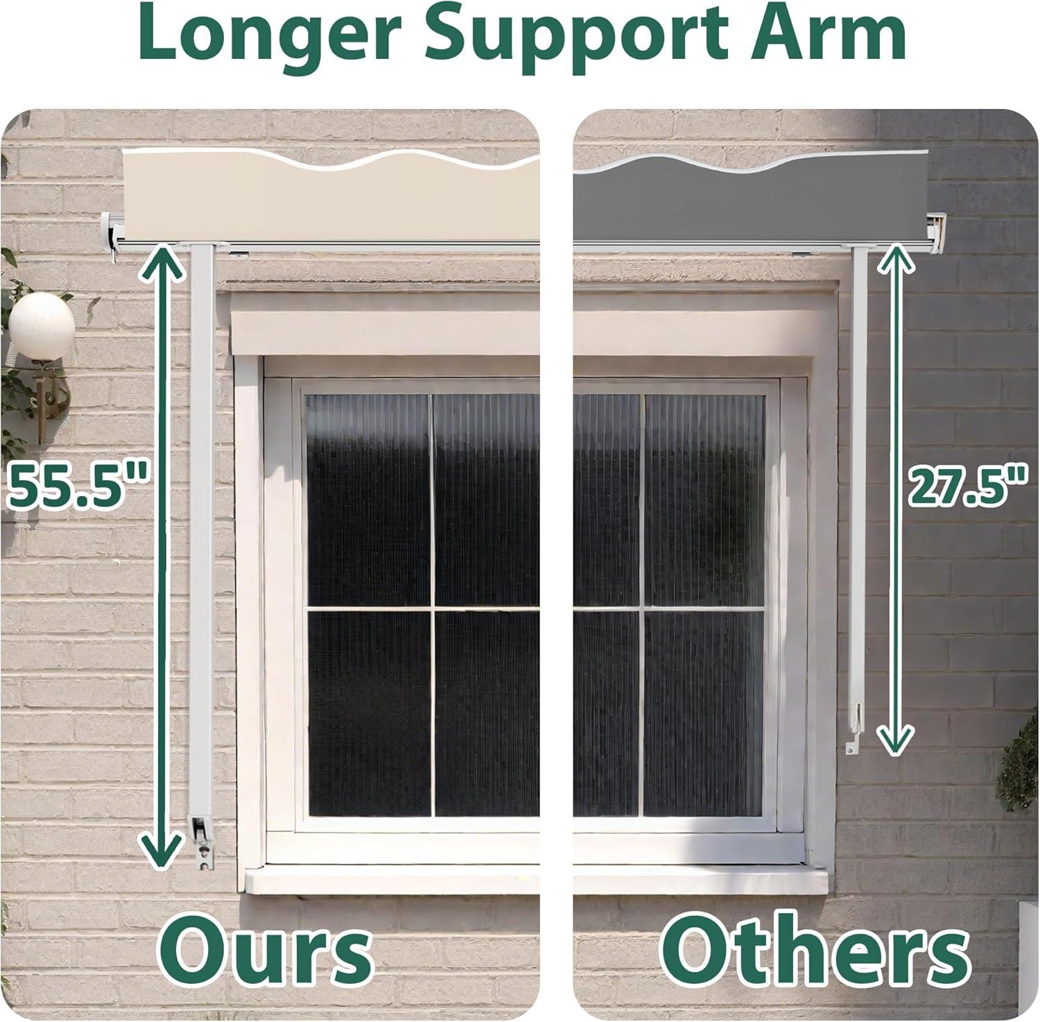 MCombo Polyester Cover Patio Window Awning, Manual Retractable Sunshade Canopy