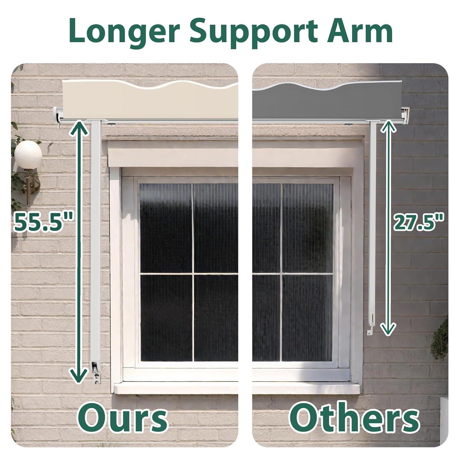 MCombo Polyester Cover Patio Window Awning, Manual Retractable Sunshade Canopy