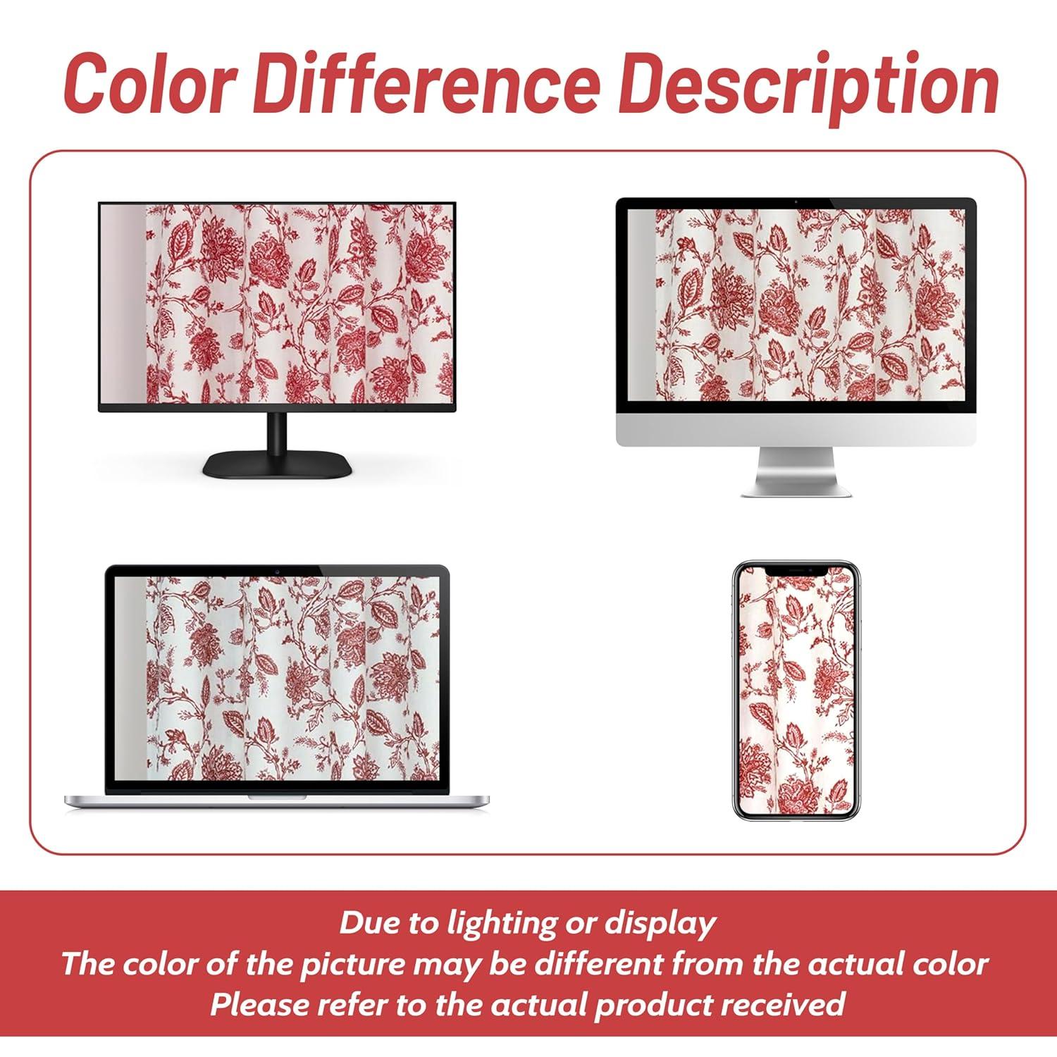 DriftAway Floral Linen Blend Lined Thermal Insulated Room Darkening Blackout Grommet Window Curtains 2 Panels 96"L x 52"W Red Beige