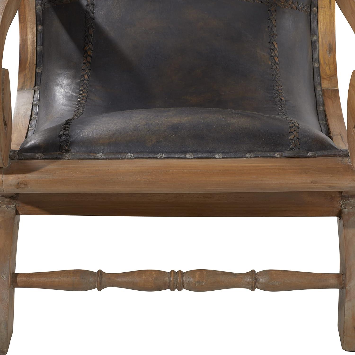 Traditional Leather Accent Chair Dark Brown - Olivia & May: Sturdy, Sophisticated, No Assembly Required