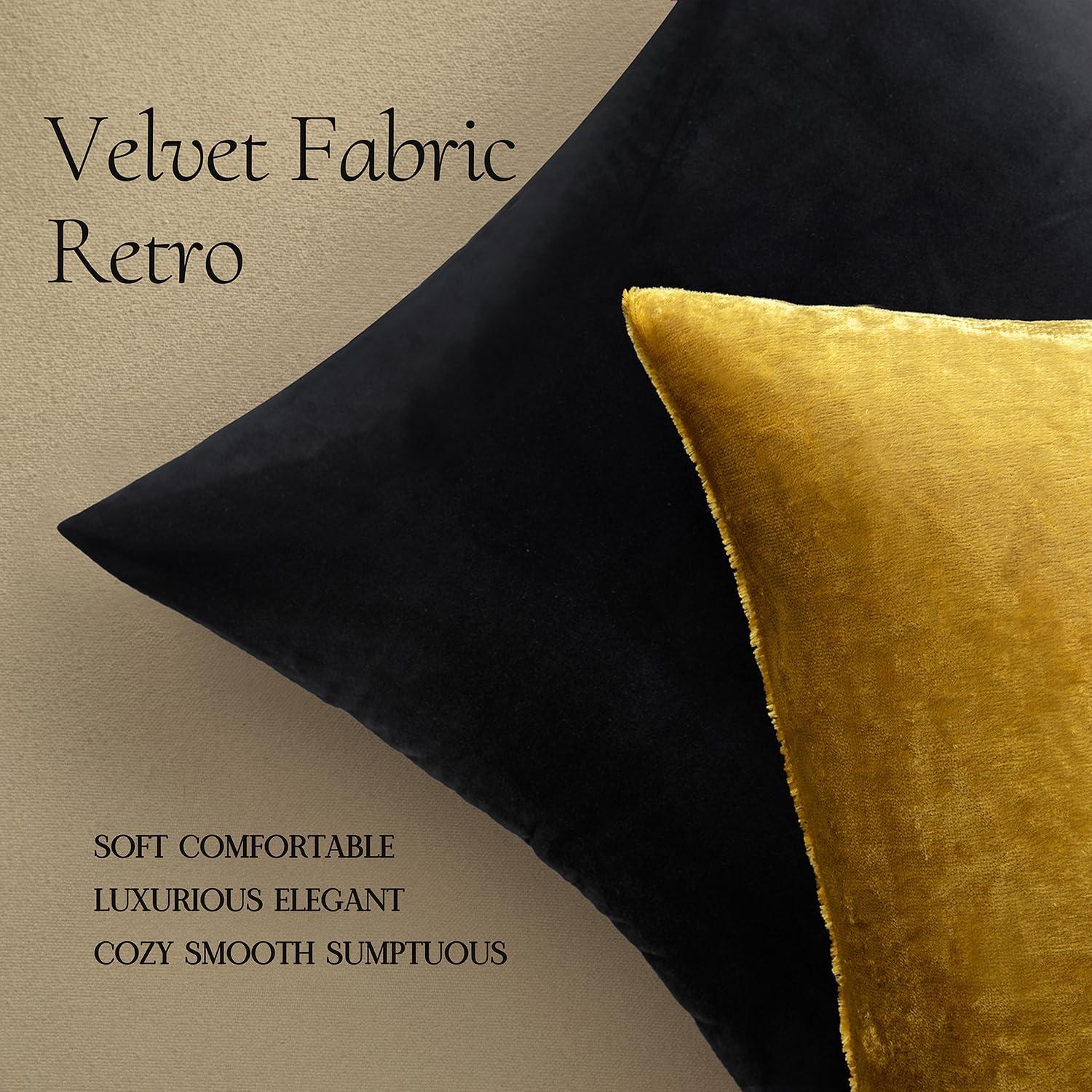 MIULEE Pack of 2 Velvet Soft Solid Decorative Square Throw Pillow Covers Set Fall Cushion Cases for Sofa Bedroom Couch 18 x 18 Inch Golden