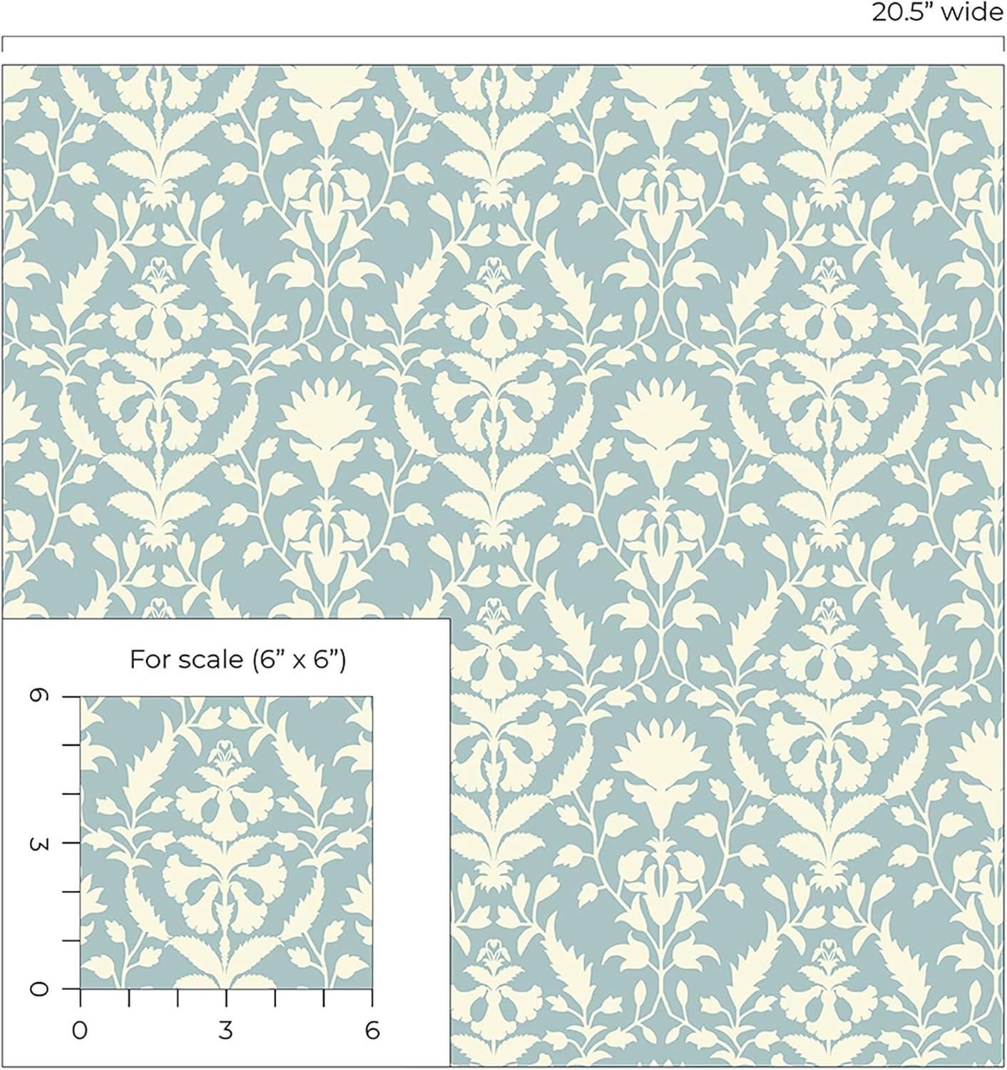 Chambray Blue Floral Self-Adhesive Vinyl Wallpaper Roll