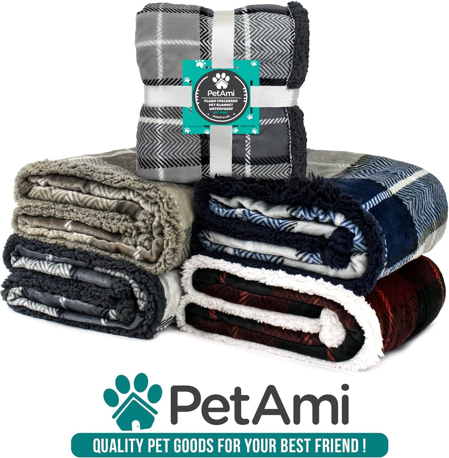 PetAmi Pet Blanket for Dogs Cats, Faux Shearling Fleece Soft Plush Reversible Washable Furniture Cover