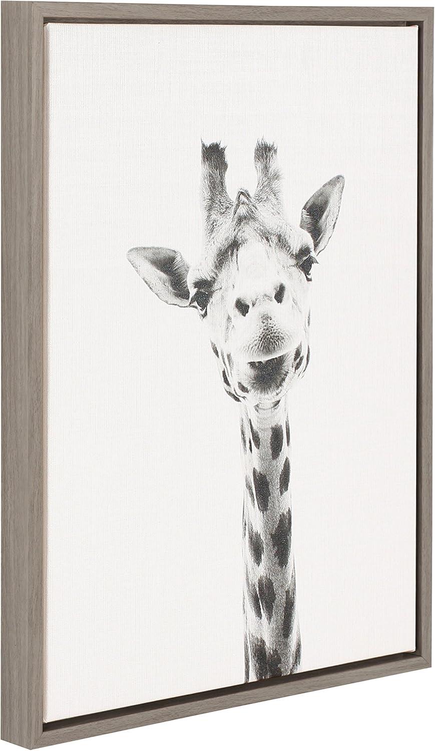 24" x 18" Giraffe Framed Canvas Art - Uniek