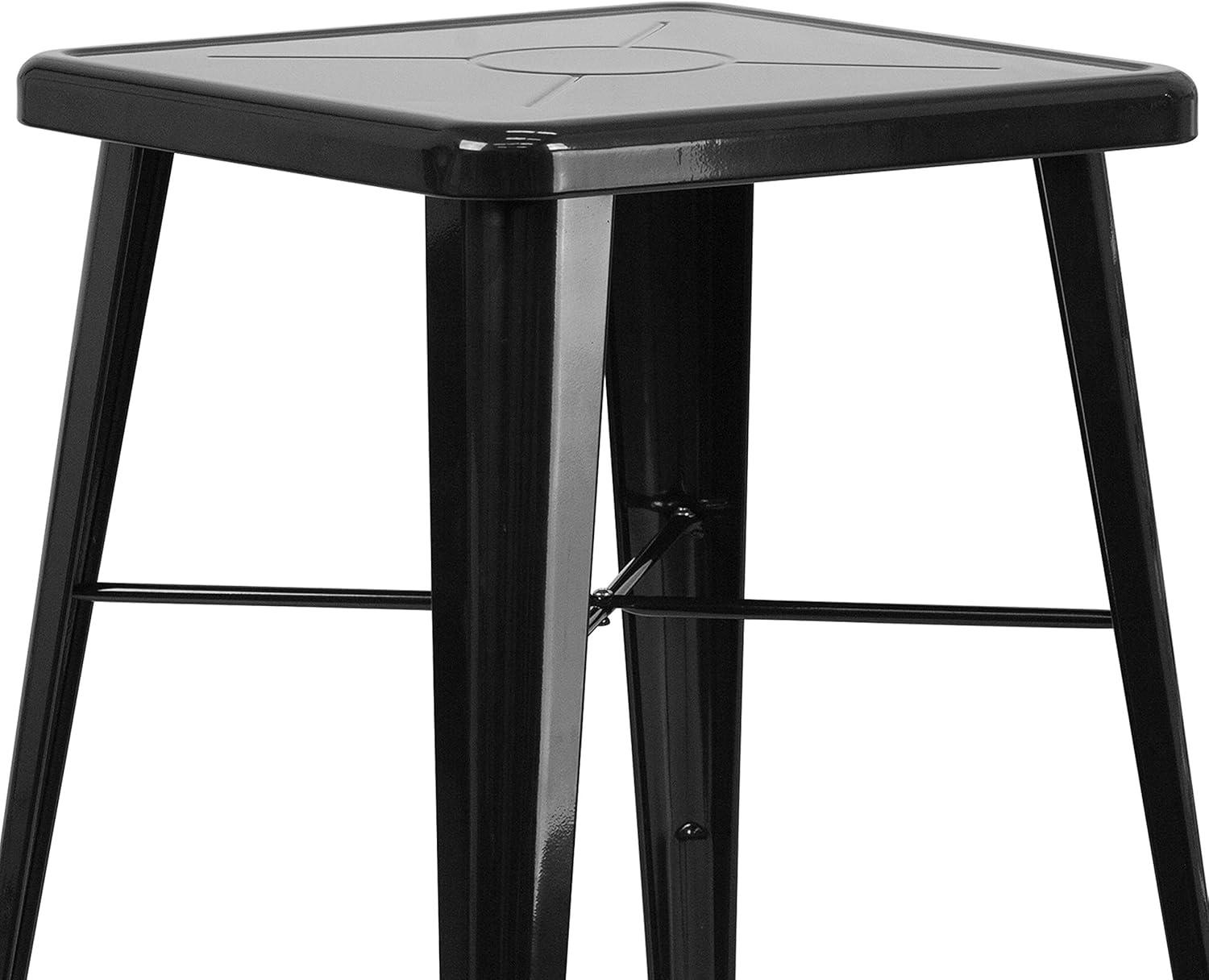 23.75" Square Black Steel Indoor-Outdoor Bar Table Set with 2 Stools