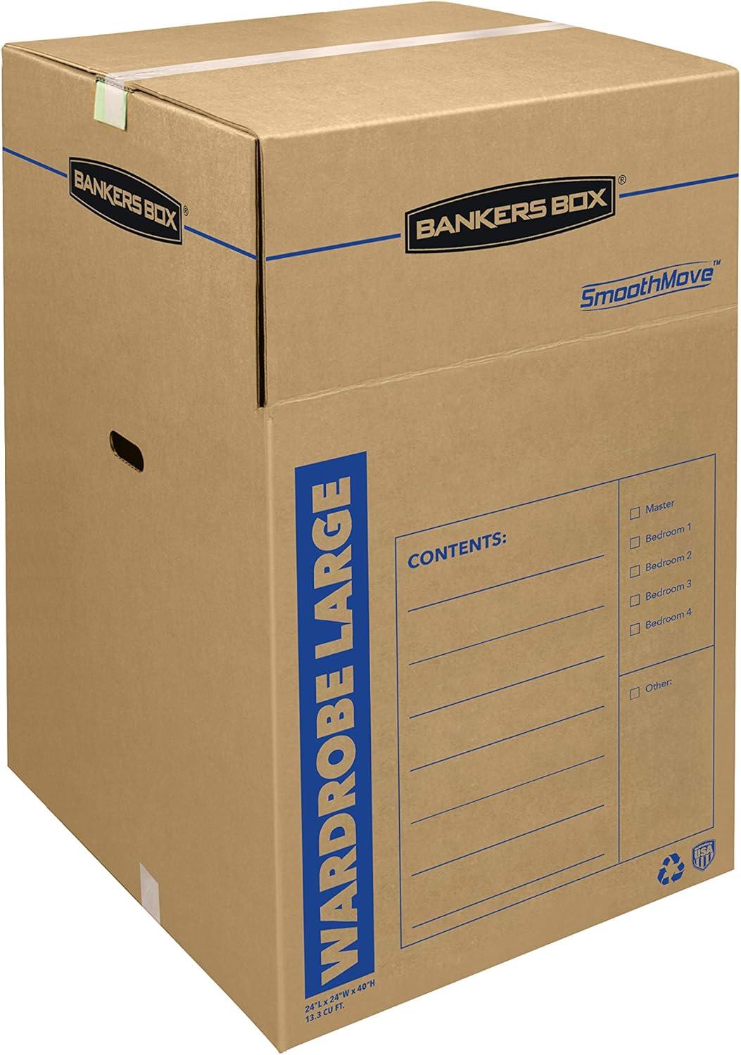 Bankers Box 3pk SmoothMove Tall Wardrobe Moving Boxes 24" x 24" x 40" - Fellowes