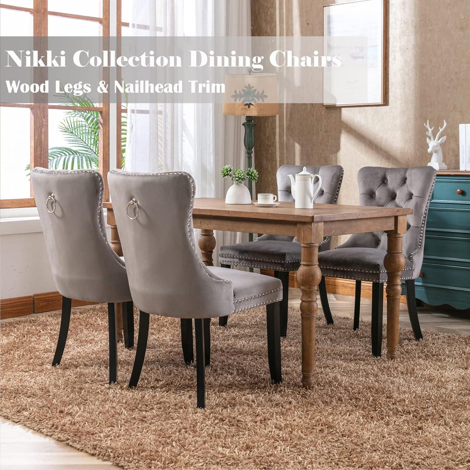 Rosdorf Park High-end Tufted Velvet Upholstered Nailhead Dining Chair