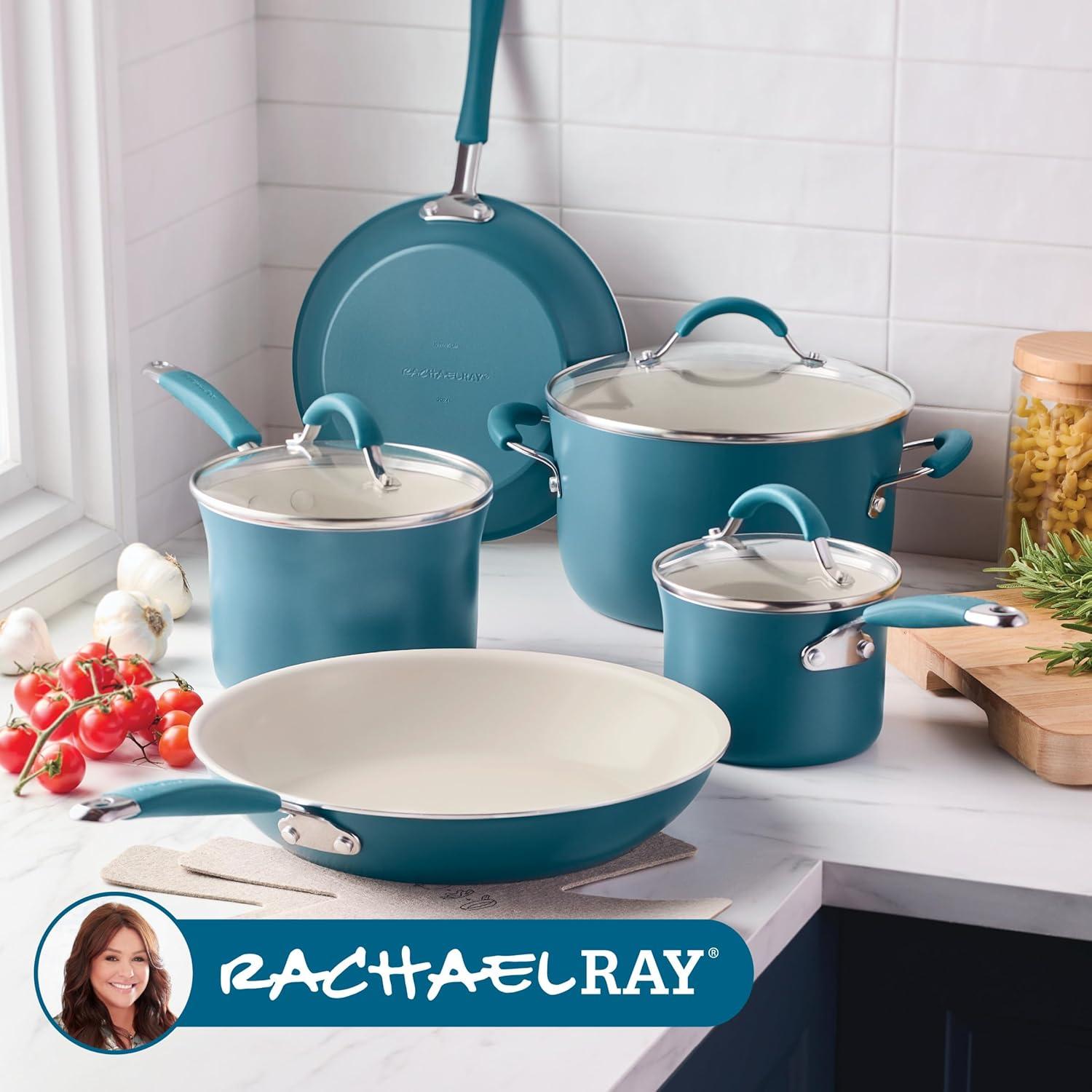 Rachael Ray Rachael Ray Cucina Ceramic Nonstick Cookware Pots And Pans Set, 10 Piece