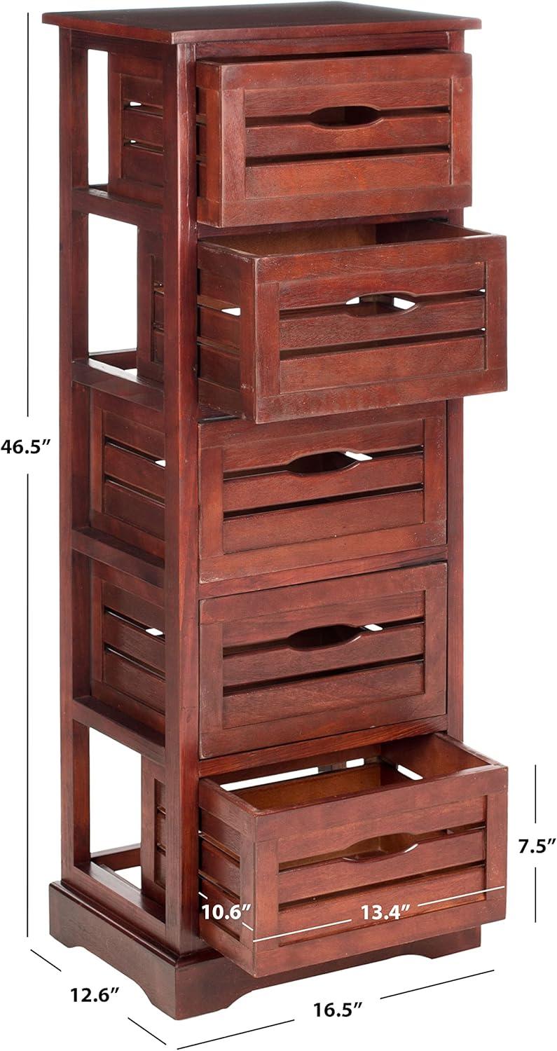 Samara 5 Drawer Cabinet - AMH5714 - Dark Cherry - Safavieh Couture
