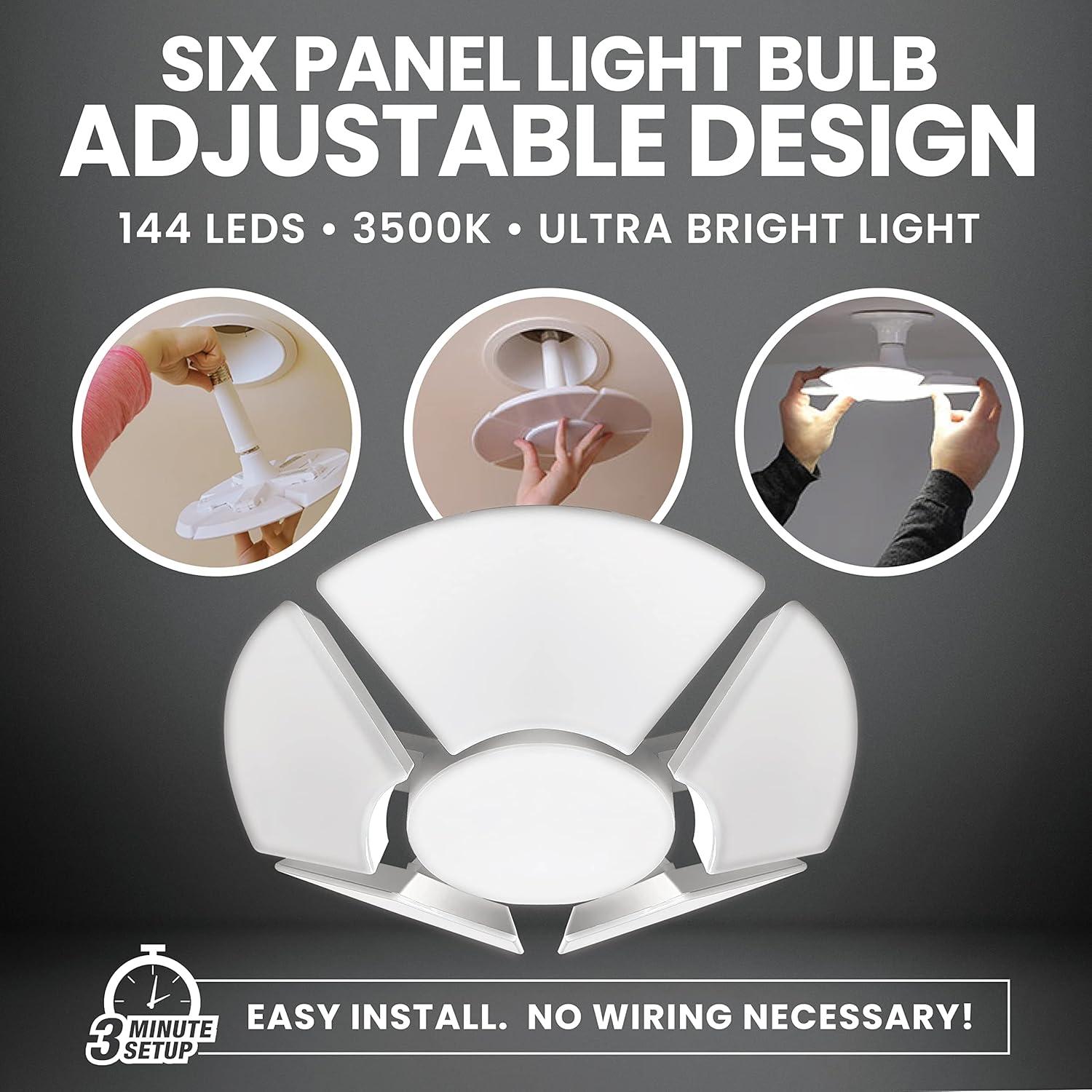 Bell+Howell Hexbulb Ceiling Light with 6 Panel Adjustable High Intensity Light