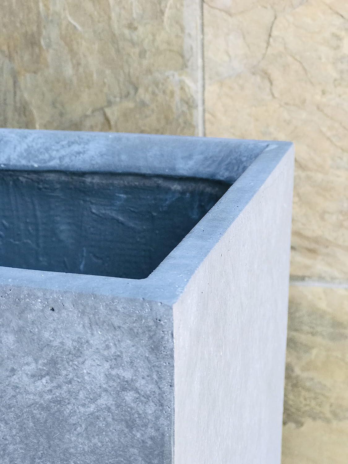 Rosemead Home & Garden, Inc. 9" Wide Kante Lightweight Modern Square Concrete/Fiberglass Indoor Outdoor Planter Box Slate Gray