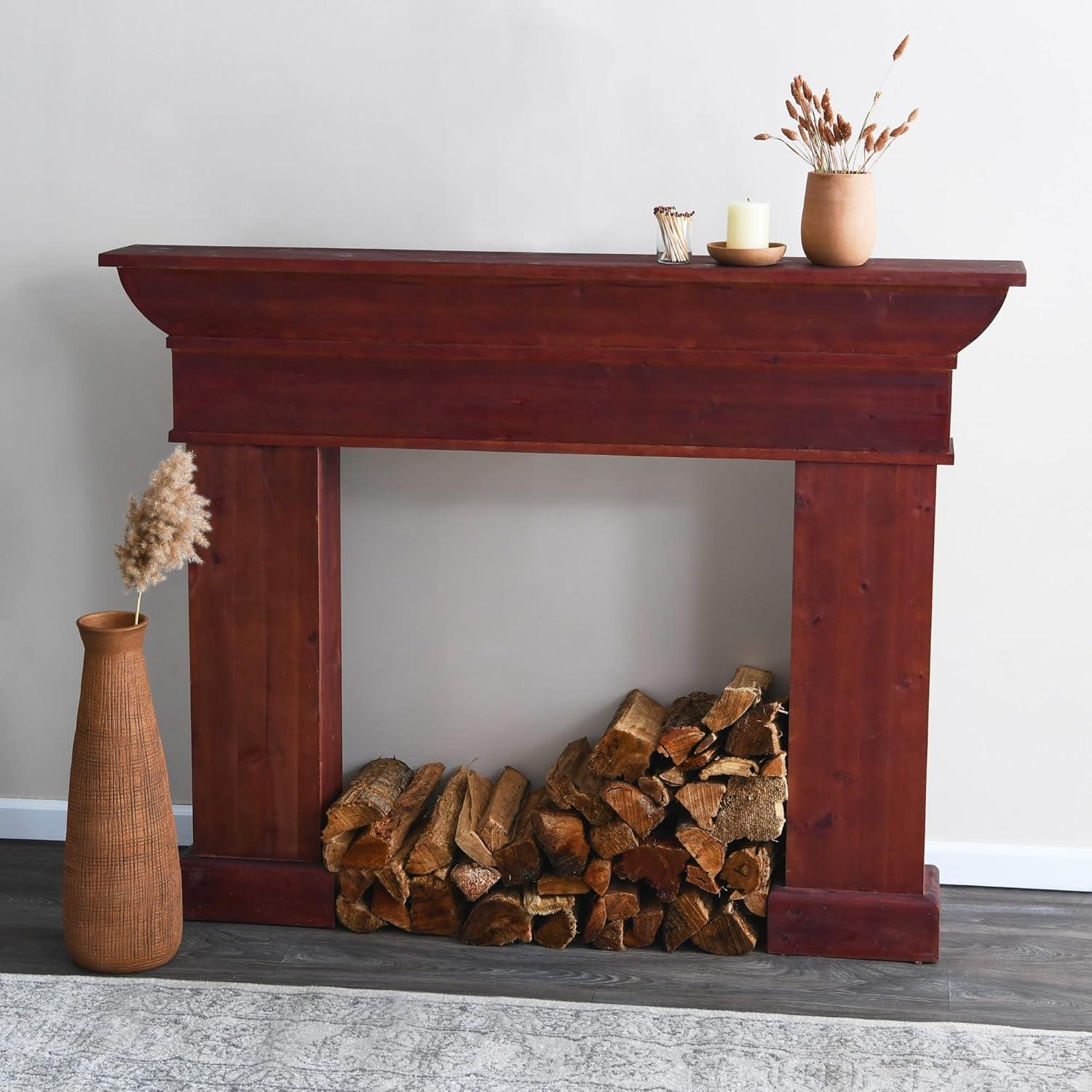 Storied Home Monolith Decorative Fireplace Mantel Brown: Wall Mount, Fir Wood & MDF Frame