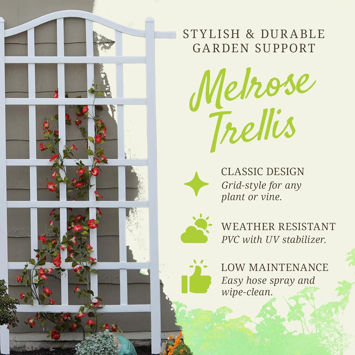 Dura-Trel Inc Dura-Trel Melrose 35 x 75 Inch Vinyl Outdoor Garden Patio Plant Trellis, White