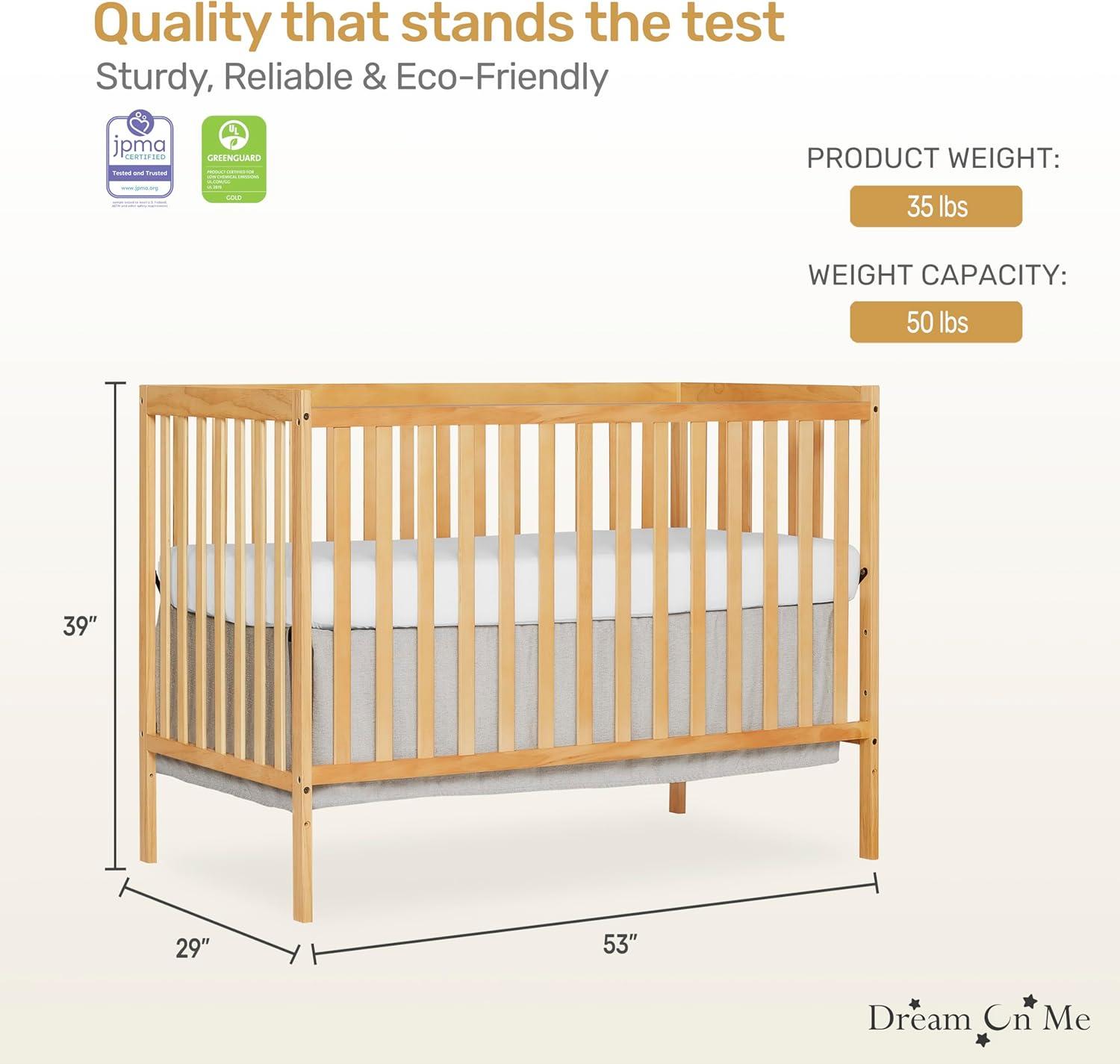 Dream On Me Greenguard Gold & JPMA Certified Synergy 5 in 1 Convertible Crib, Natural