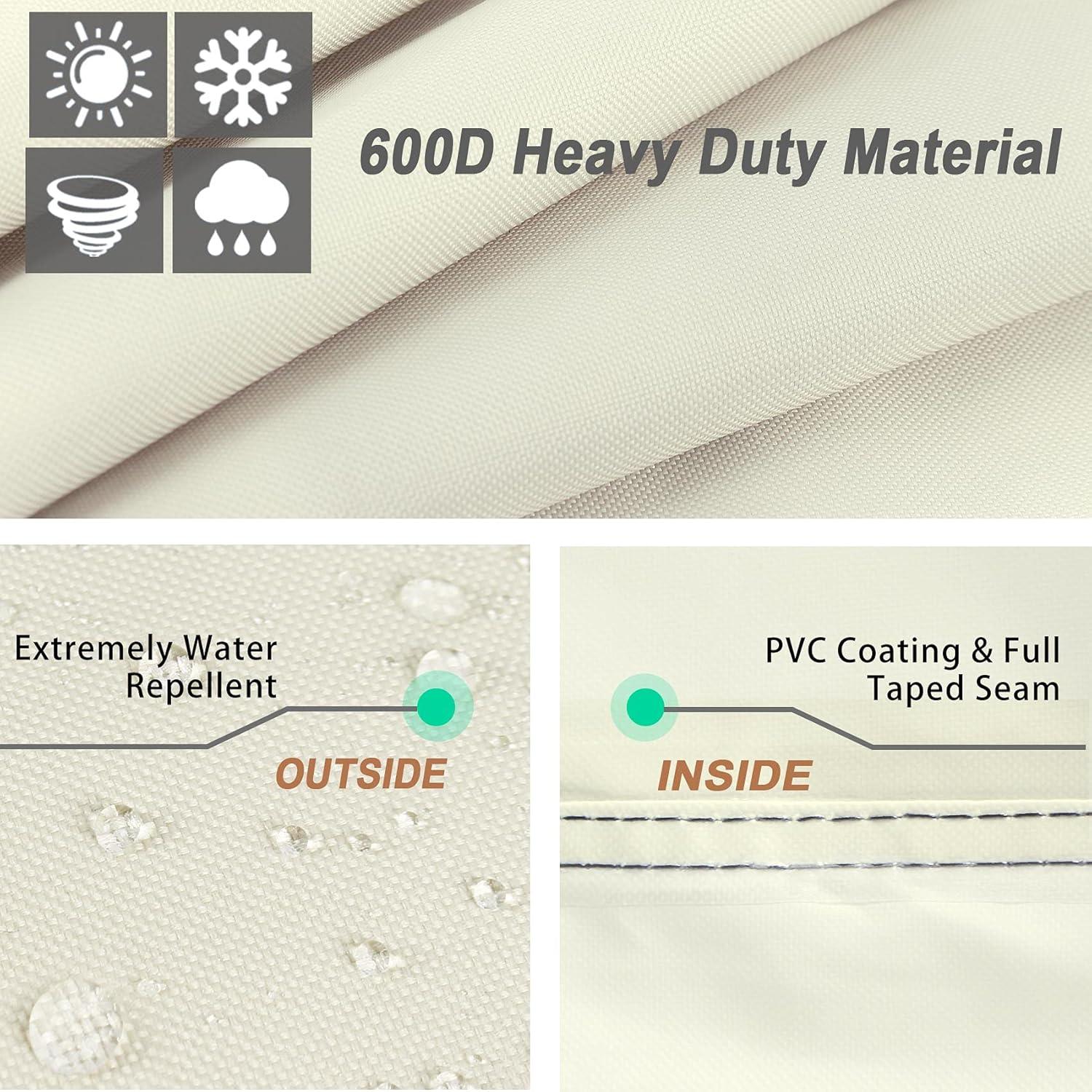 NettyPro Fire Table Cover Rectangle 58 inch Waterproof Heavy Duty Patio Firepit Cover Rectangular for Outdoor Gas Propane Fire Pit, Beige