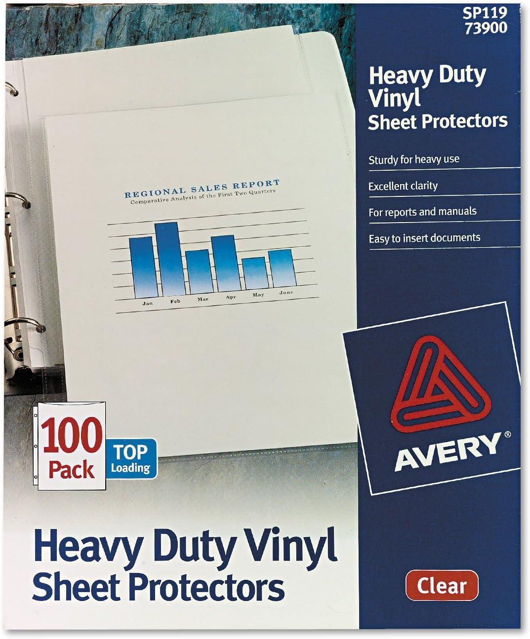 Avery Clear Heavy Duty Vinyl Sheet Protectors, 100ct (73900)