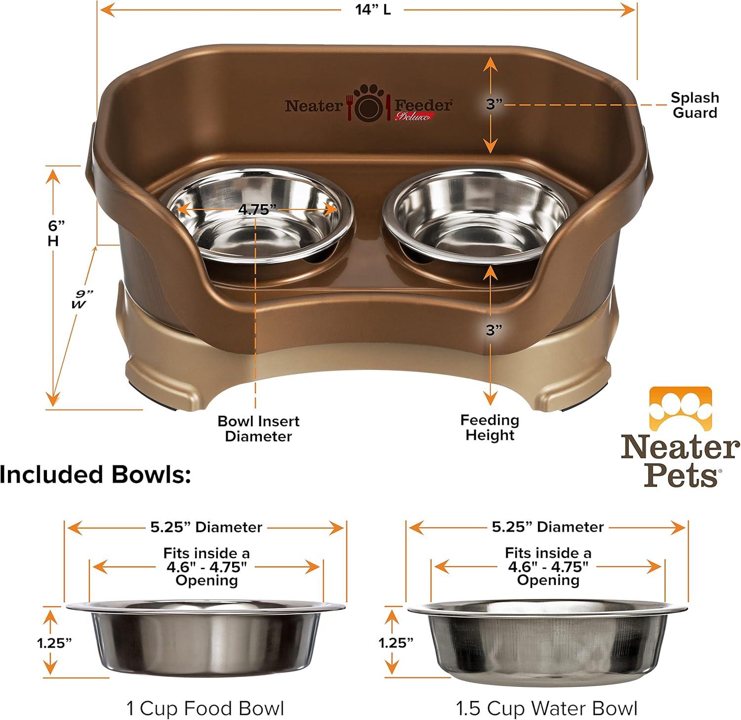 Bronze Elevated Stainless Steel Cat Feeder with Dual Bowls