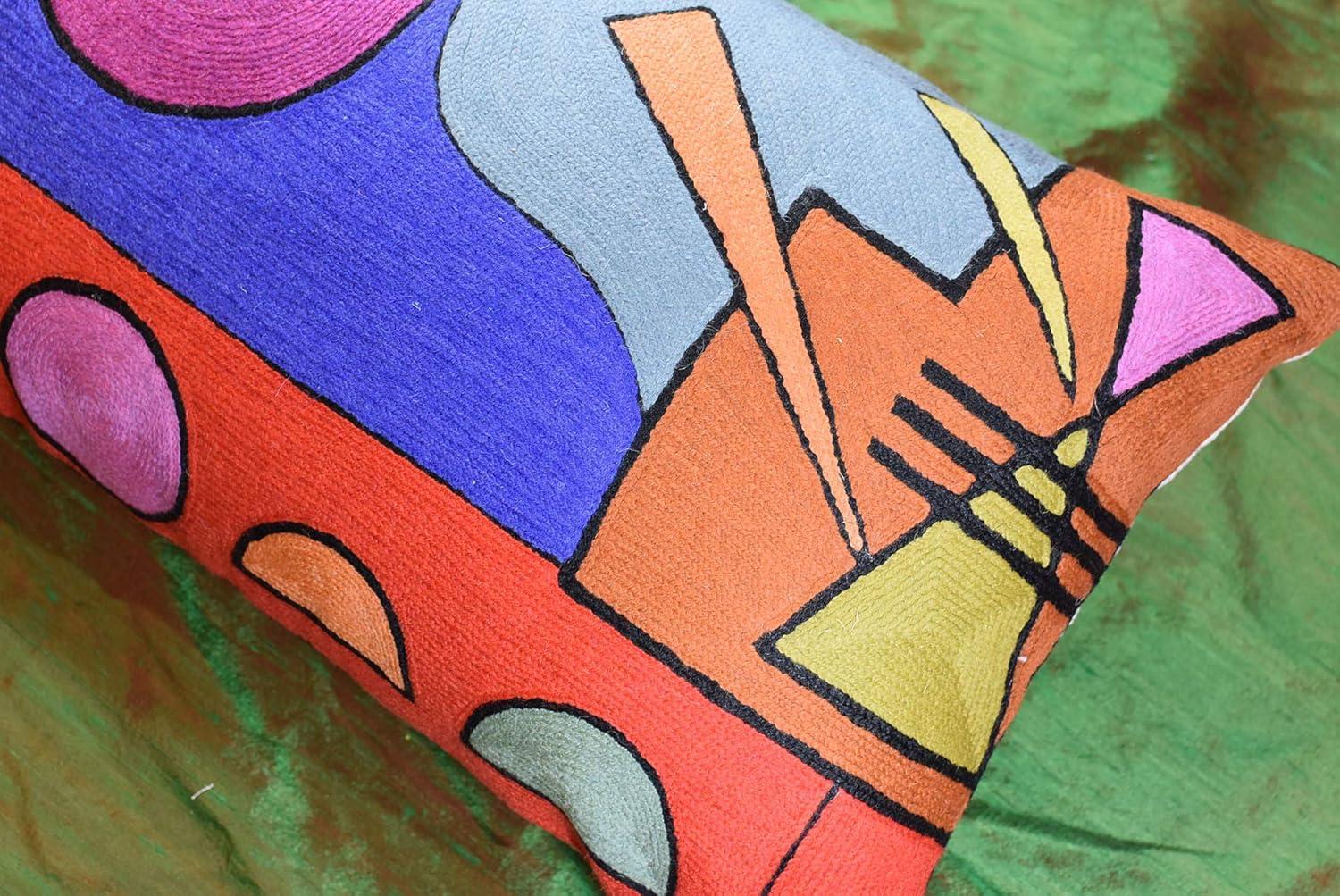 Colorful Abstract Embroidered Cotton Standard Pillowcase