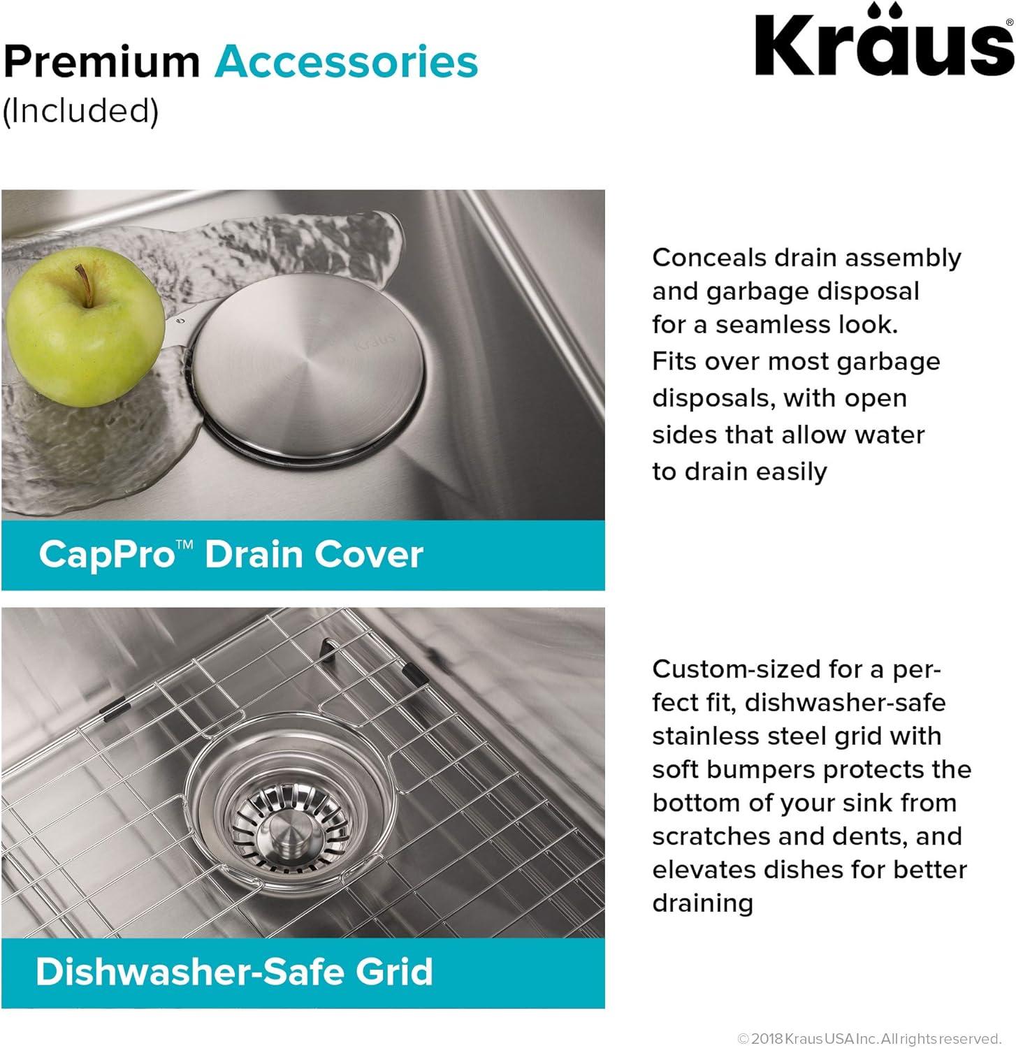 KRAUS Standart Pro Apron Front Farmhouse 16 Gauge Single Bowl Stainless Steel Kitchen Sink