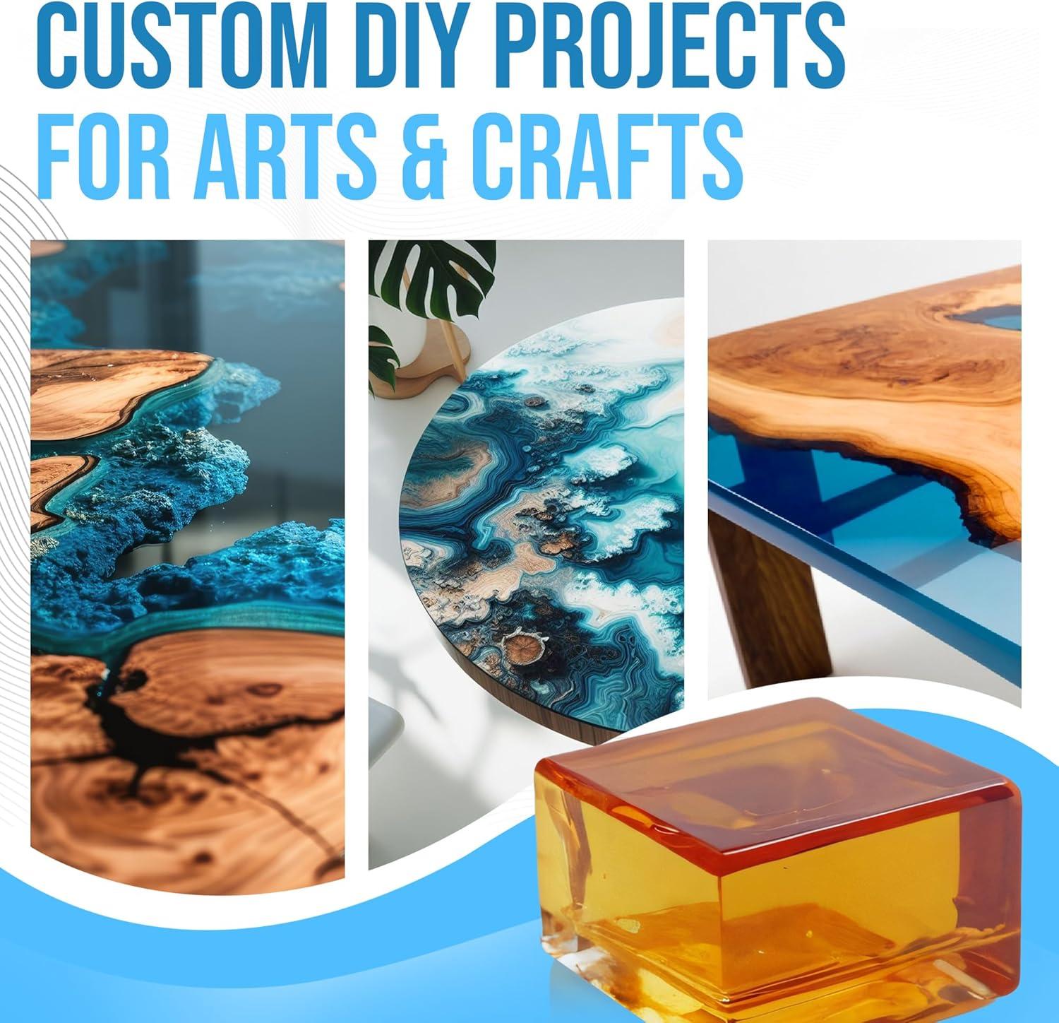 Epoxy Resin 8 oz Kit | 1:1 Crystal Clear Resin and Hardener for Super Gloss Coating | for Bars, Tabletop, Art, Jewelry, Casting Molds | Safe for Use on Wood, Metal, Stone, Plastic, Marine Sealer