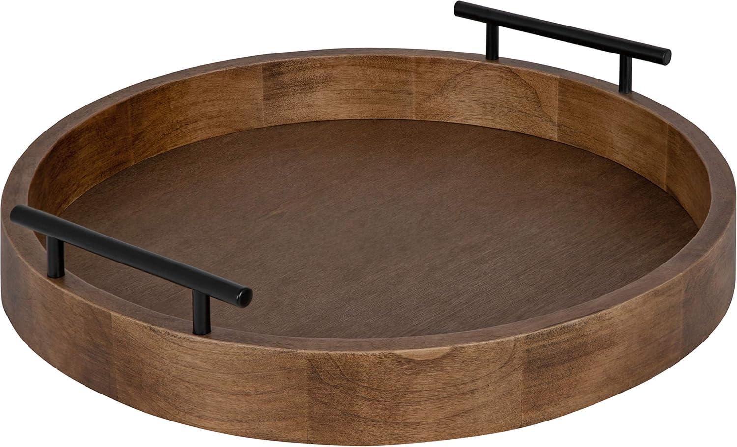 Kate and Laurel Lipton Tray, 15.5" Diameter, Rustic Brown