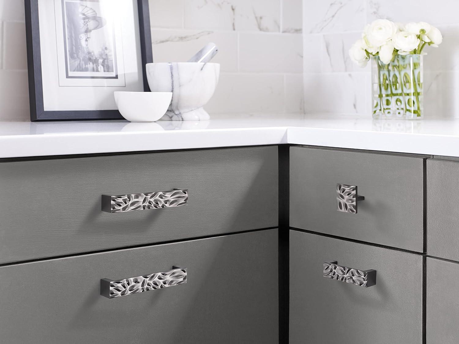 Calathea 7'' Black Chrome Textured Cabinet Pull Bar