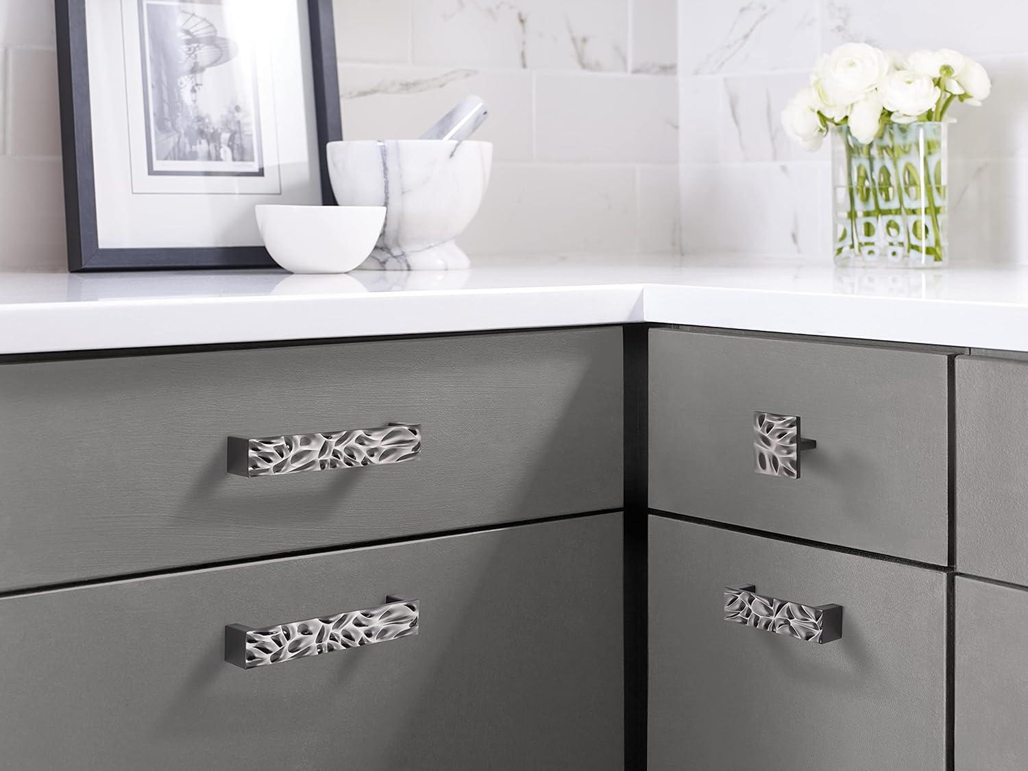 Amerock | Cabinet Pull | Black Chrome | 6-5/16 inch (160 mm) Center to Center | Calathea | 1 Pack | Drawer Pull | Drawer Handle | Cabinet Hardware