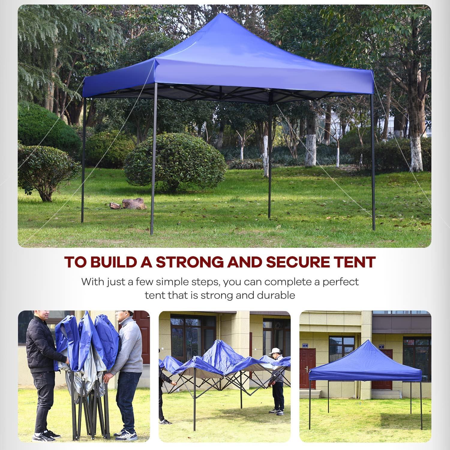 Blue 10x10 Waterproof Pop-Up Canopy Tent with Sand Bags