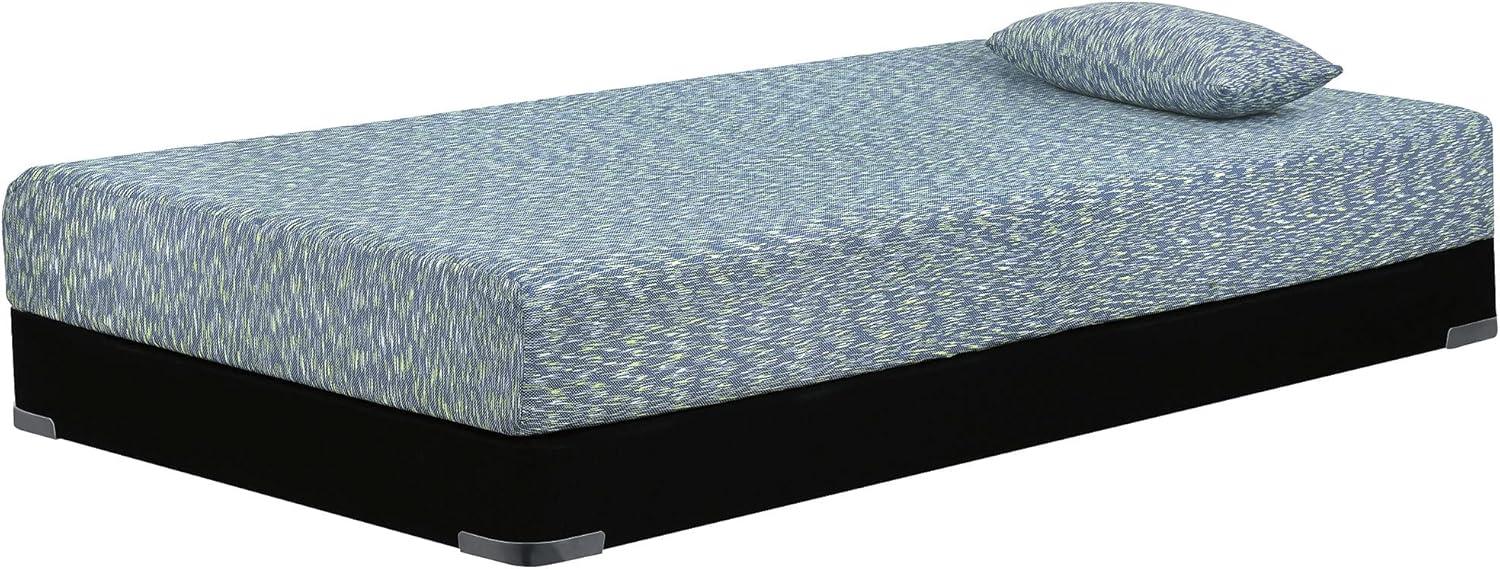 Twin Blue Innerspring Mattress with Boxspring and Pillow