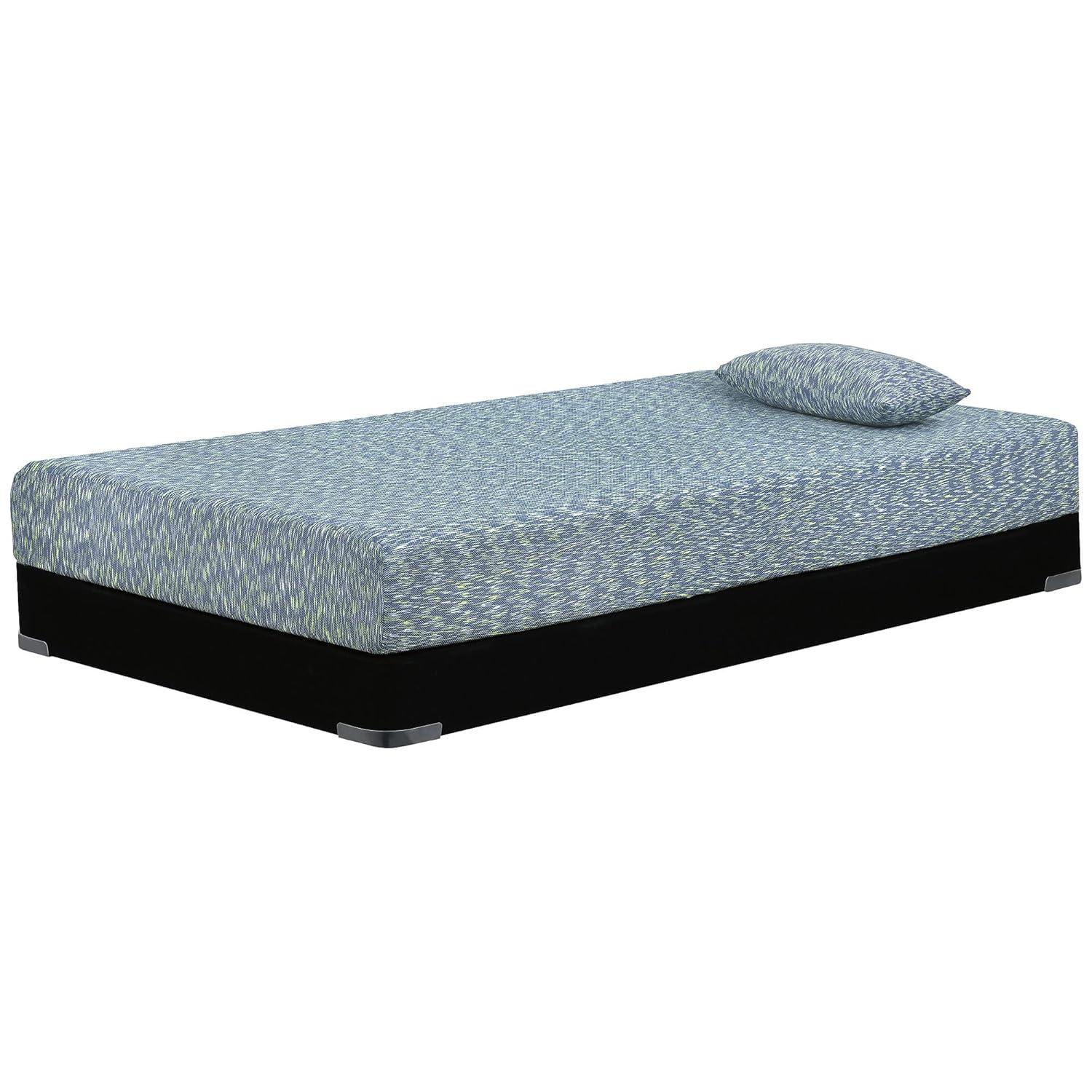 Signature Design by Ashley iKidz 7 Inch Firm Twin Memory Foam Mattress with Stretch Knit Cover & Pillow Included, Blue