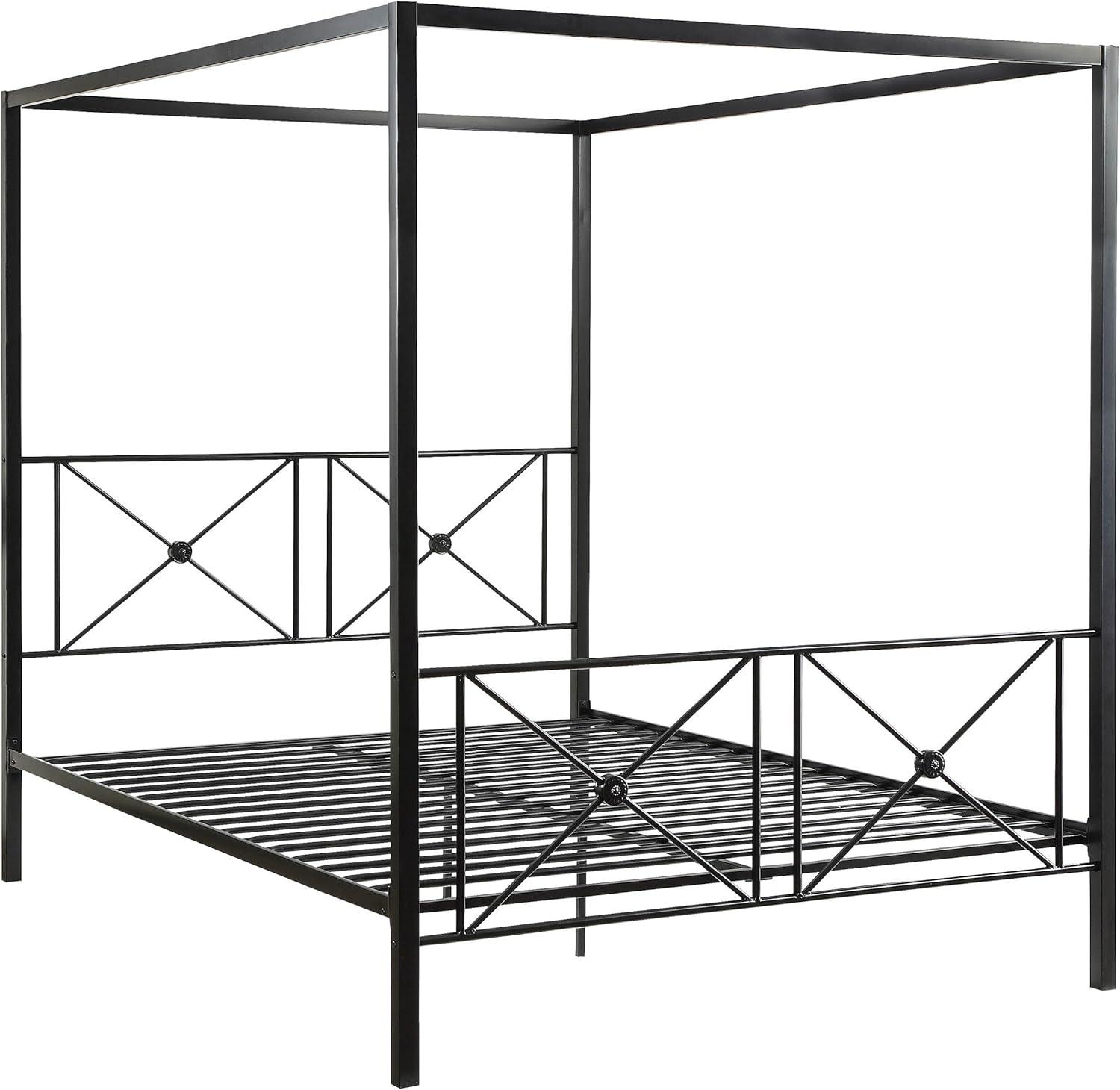 Rapa Queen Metal Canopy Platform Bed in Black - Lexicon