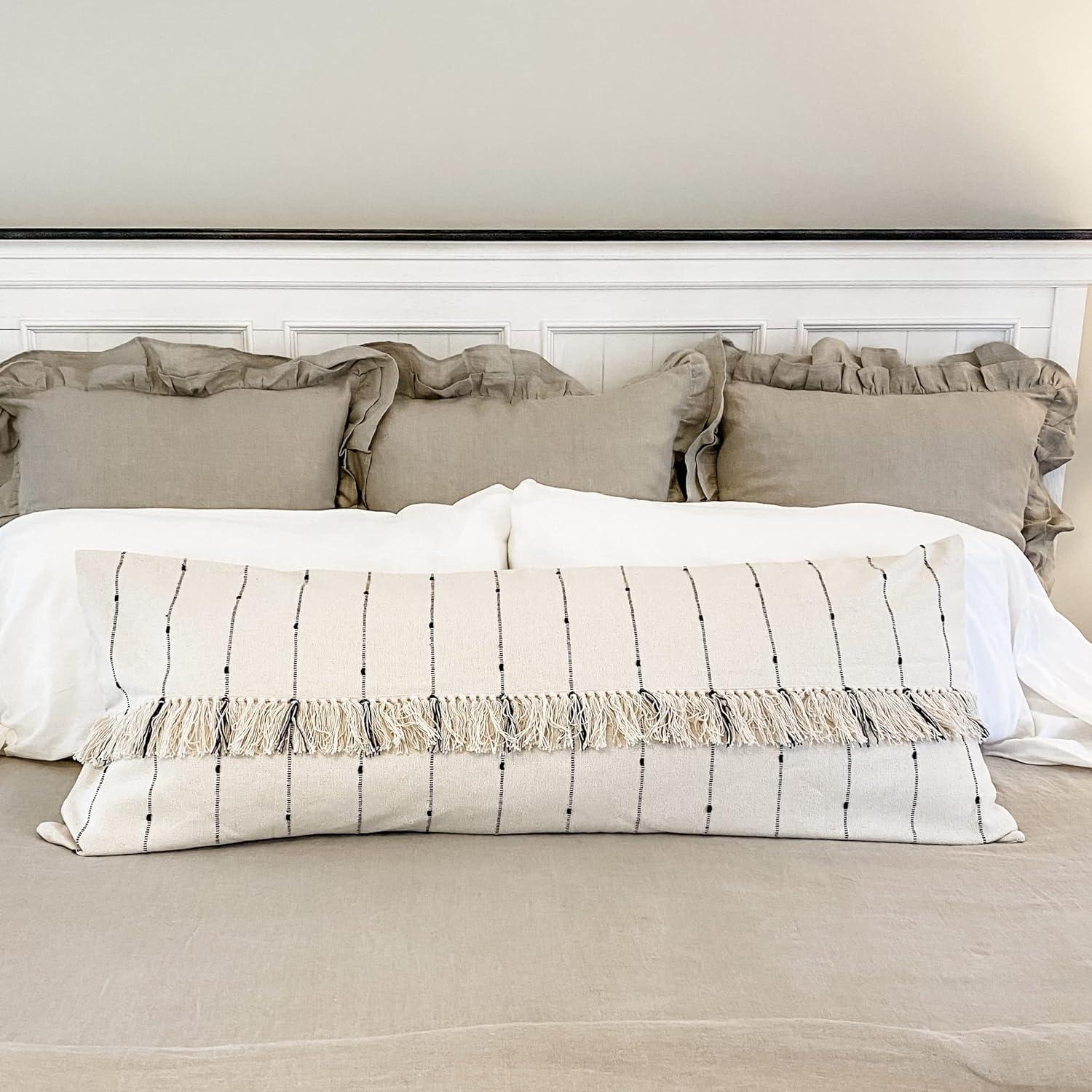 Farmhouse Blue Stripe Cotton Body Pillow Cover