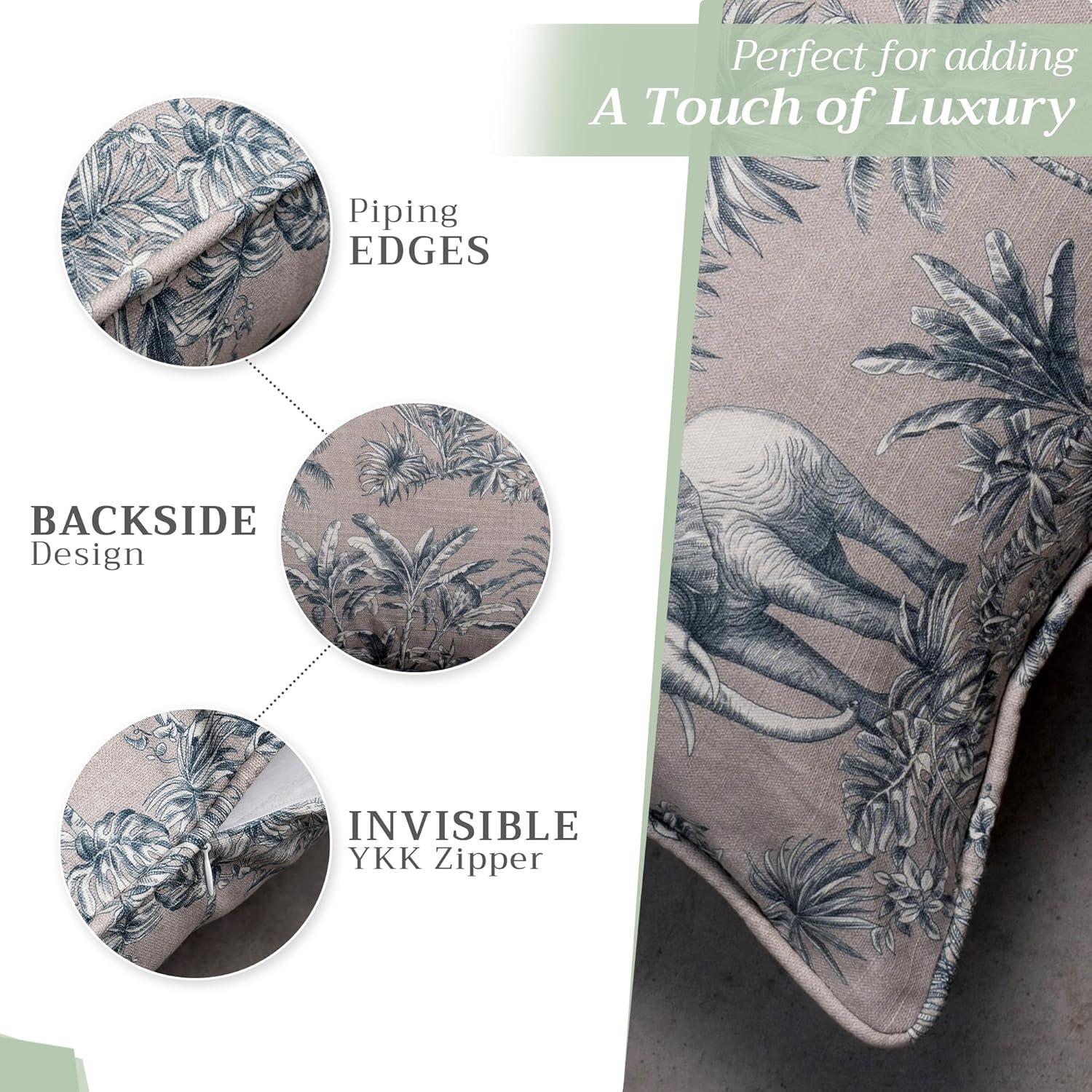 Maison d' Hermine Decorative Pillow Covers 20x20 Inch Square 100% Cotton Throw Pillow Covers with Invisible Zipper Cushion Case for Living Room Couch, Chair, Sofas, Bedroom, Home (Savana Jouy - Blue)