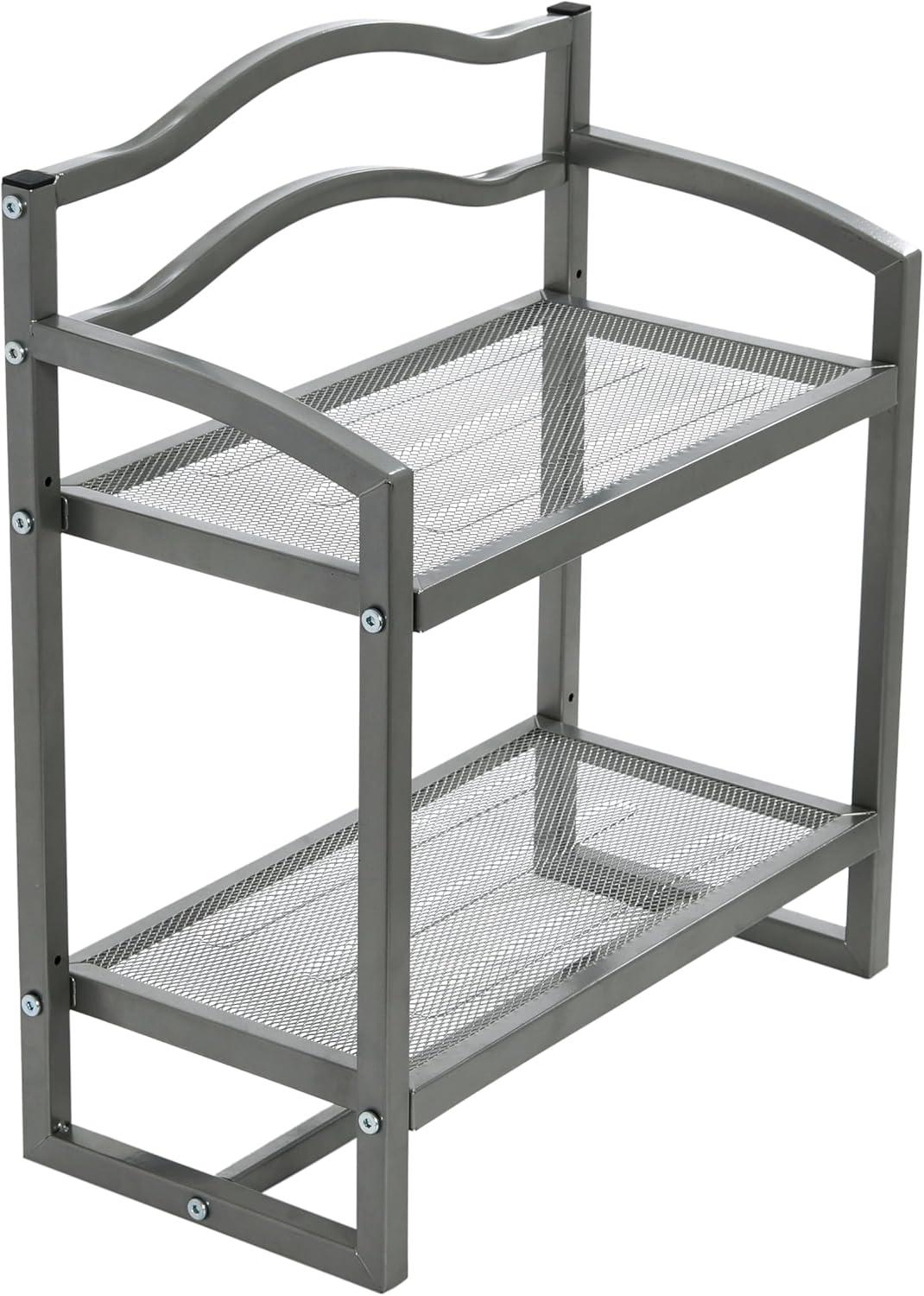 Household Essentials 2 Tier Metal Wall Mount Bathroom Storage Rack Silver