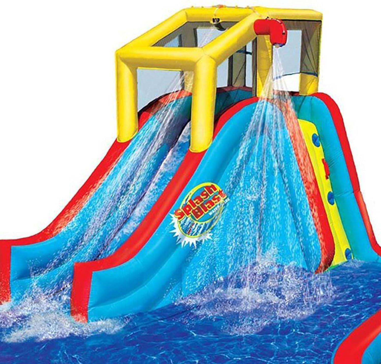 Banzai Inflatable Water Park w/ Climbing Wall, Ball Game & Splash Pool