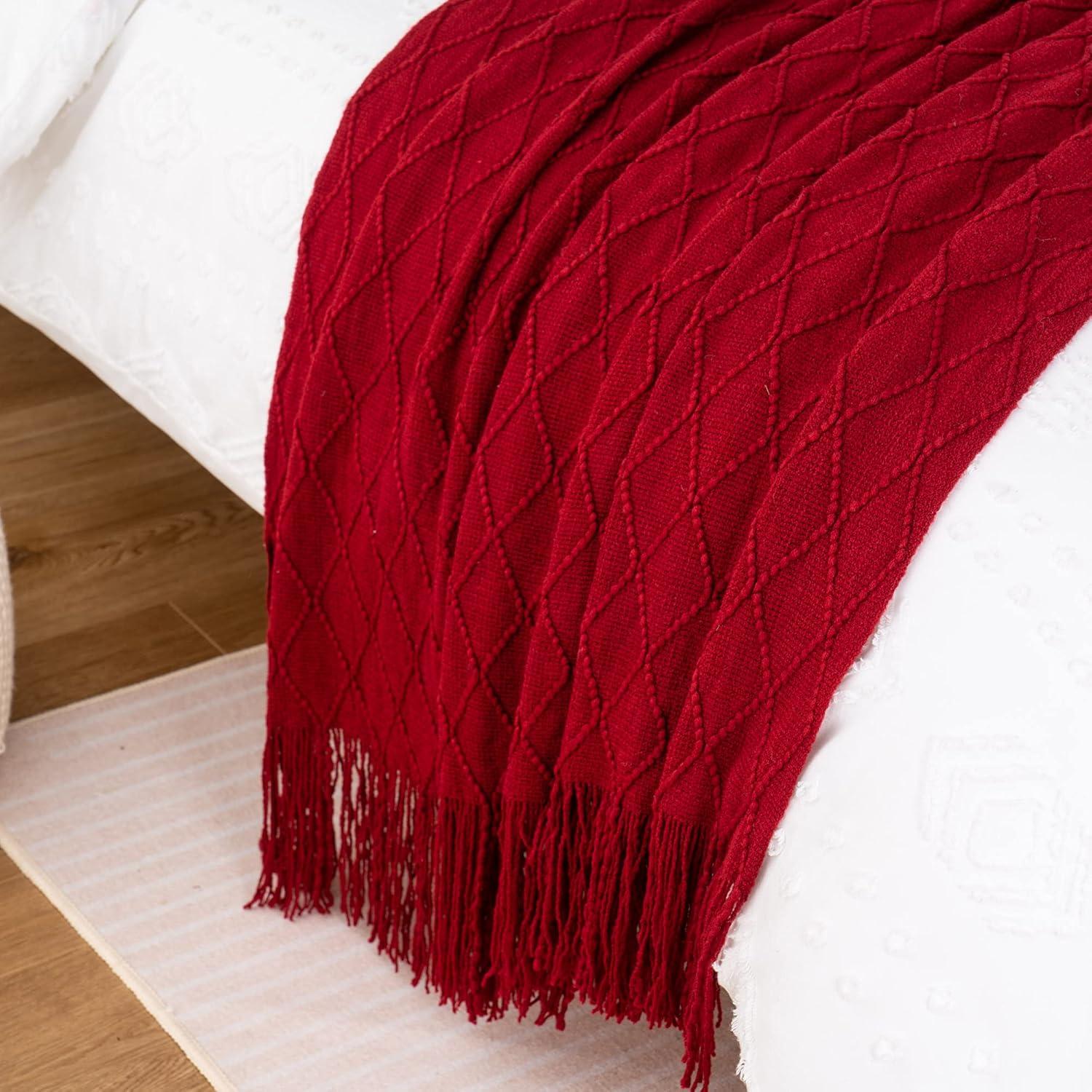 Battilo Dark Red Throw Blanket for Couch, Decorative Red Throws for Sofa Living Room,Housewarming Gifts,Christmas Decor,50"x60"