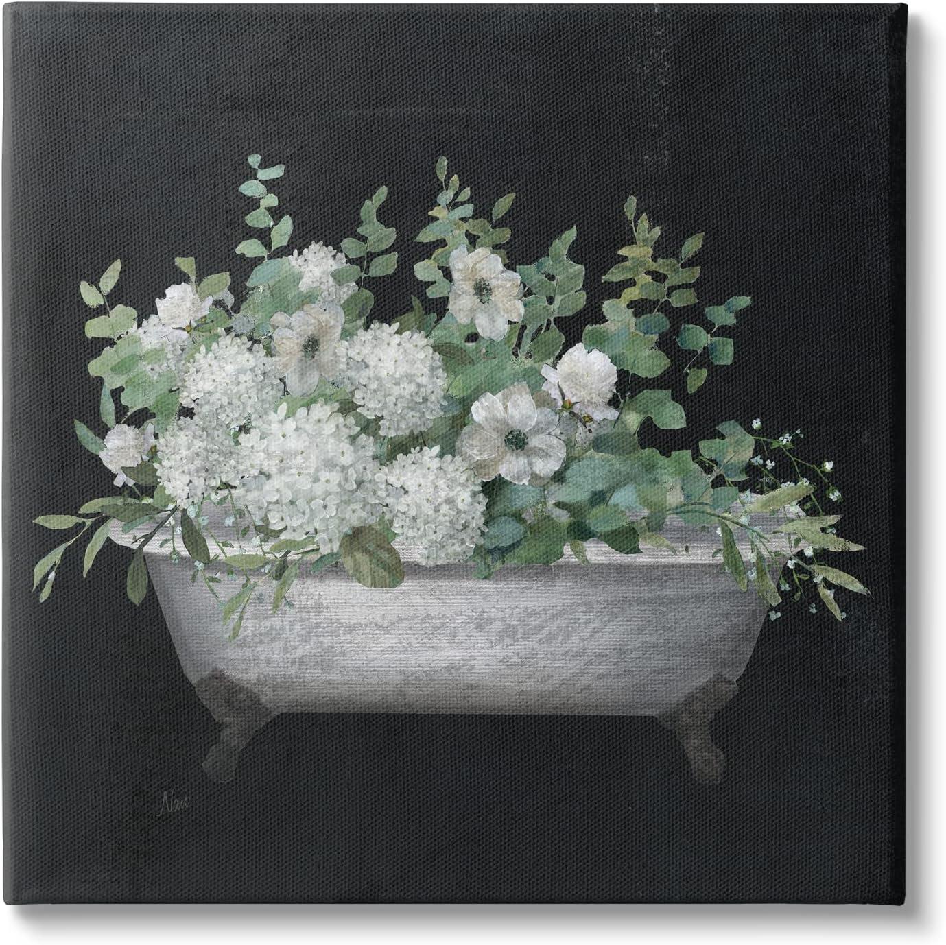 Stupell Industries " Vintage Clawed Bathtub Botanical White Flower Bouquet " by Nan