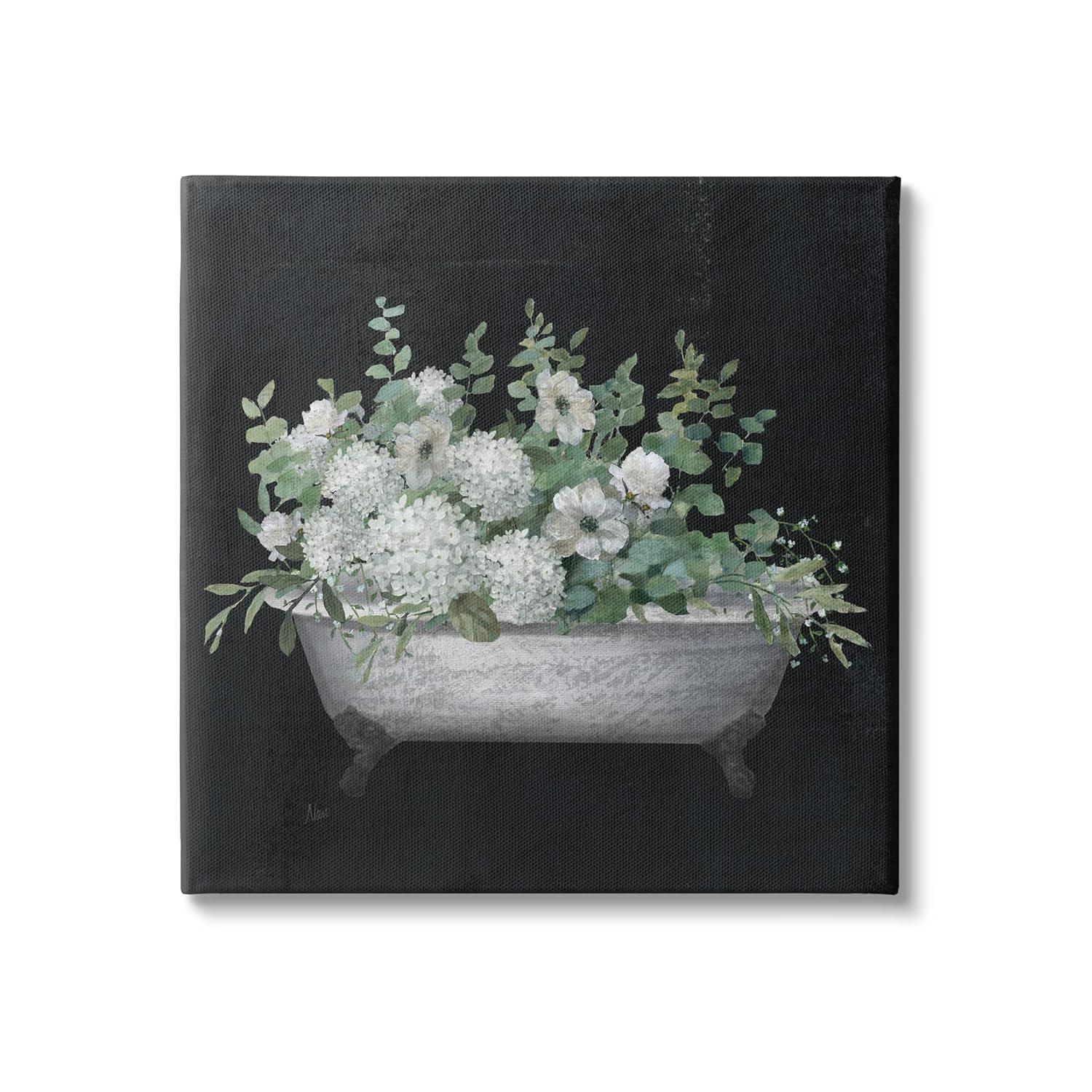Stupell Industries " Vintage Clawed Bathtub Botanical White Flower Bouquet " by Nan