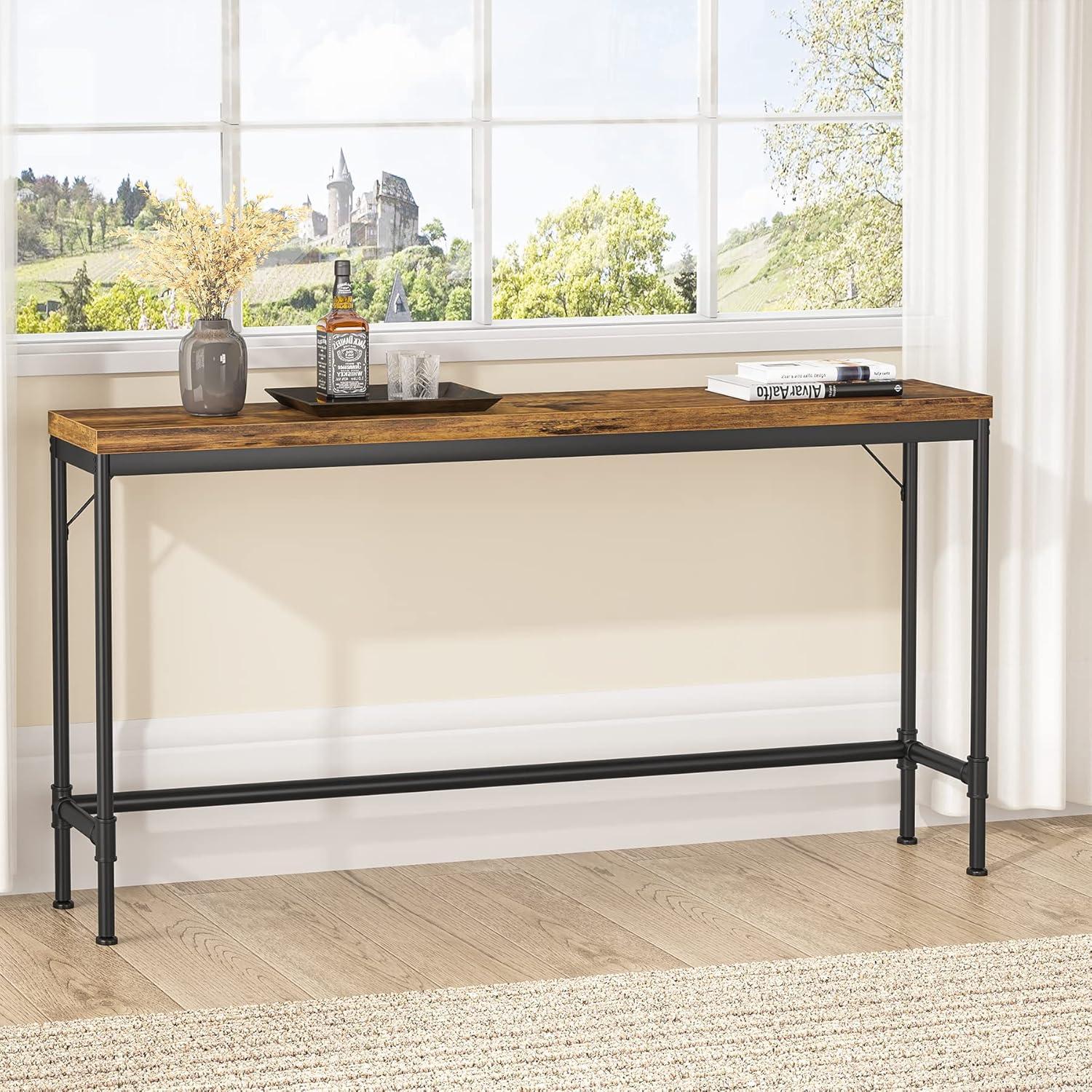 Hommoo 70.9" Long Narrow Console Table Sofa Table Industrial Hallway Table