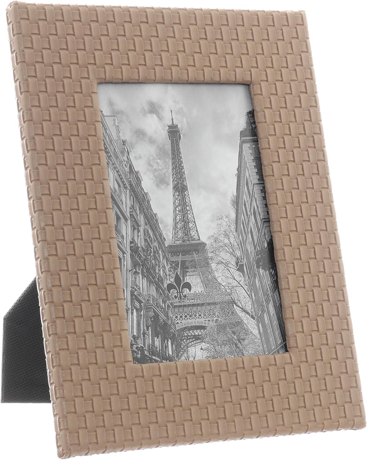Lawrence Frames Vegan Leather Picture Frame, Weave Design, 4x6, Cashmere
